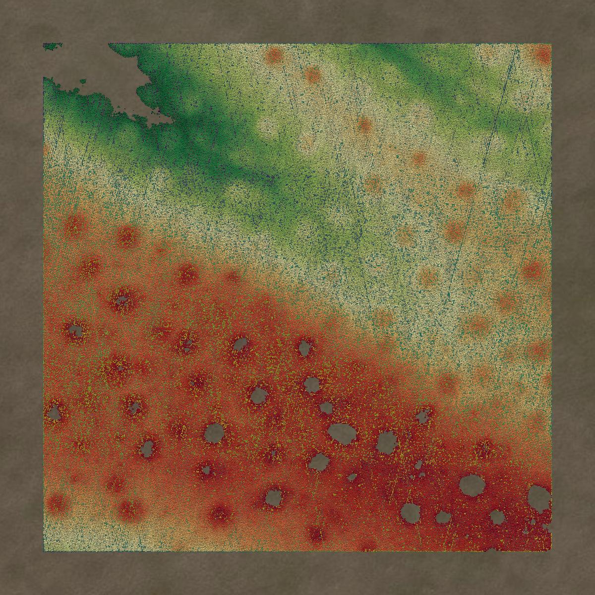 This image shows a LiDAR point cloud in Adams County created using GIS data in Equator.