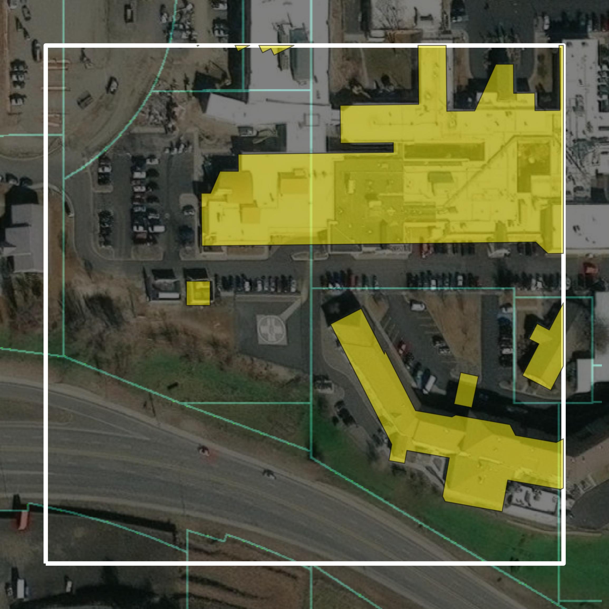 This image shows parcel and building data in Asotin County created using GIS data in Equator.