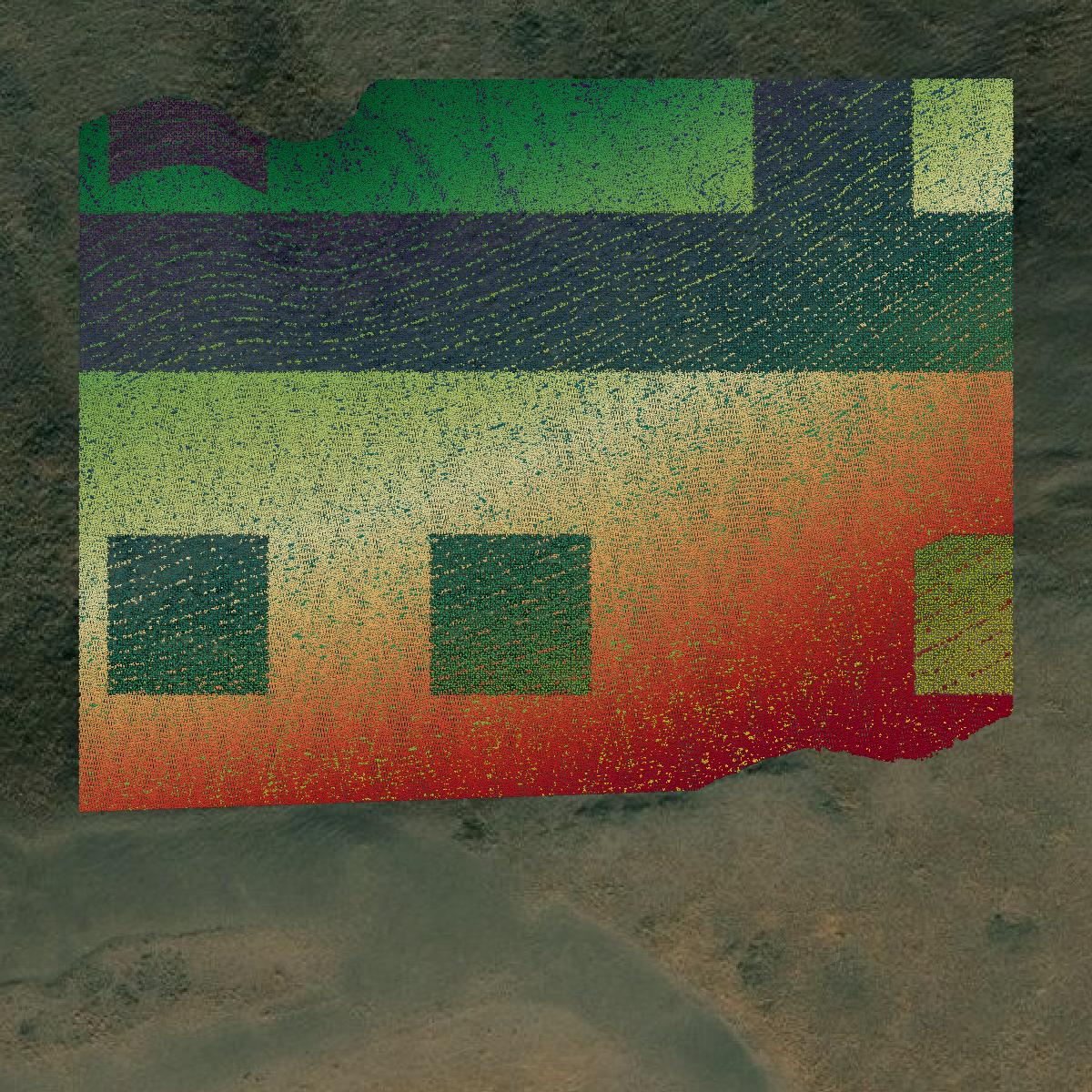 This image shows a LiDAR point cloud in Benton County created using GIS data in Equator.