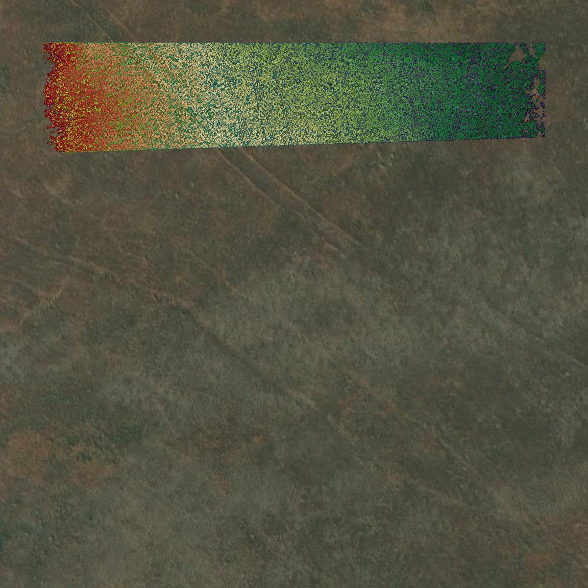 This image shows a LiDAR point cloud in Benton County created using GIS data in Equator.