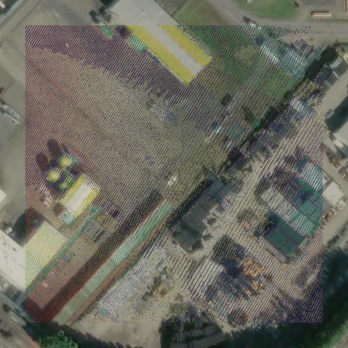 This image shows a LiDAR point cloud in Clark County created using GIS data in Equator.