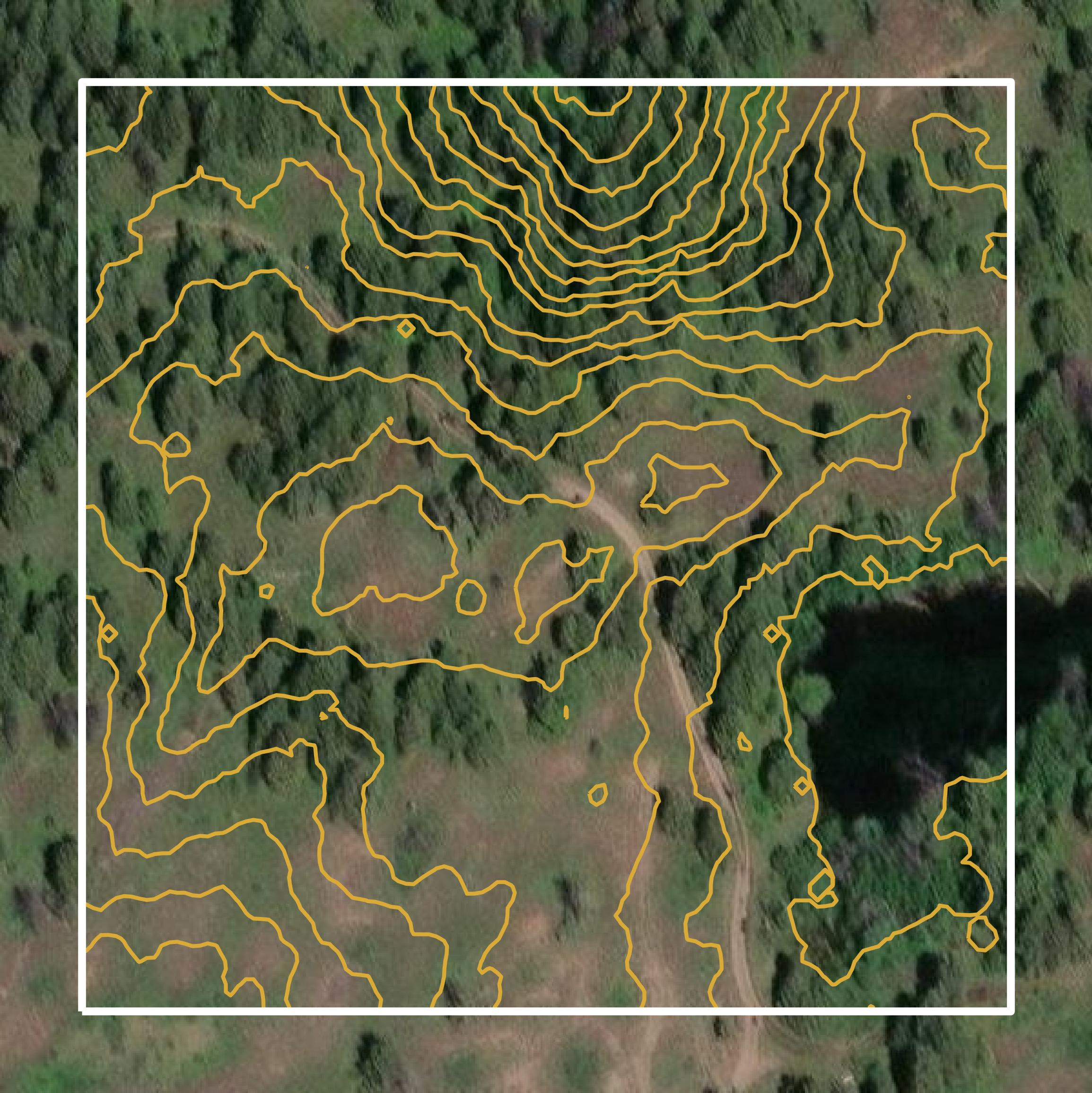 This image shows a contour map in Ferry County created using GIS data in Equator.