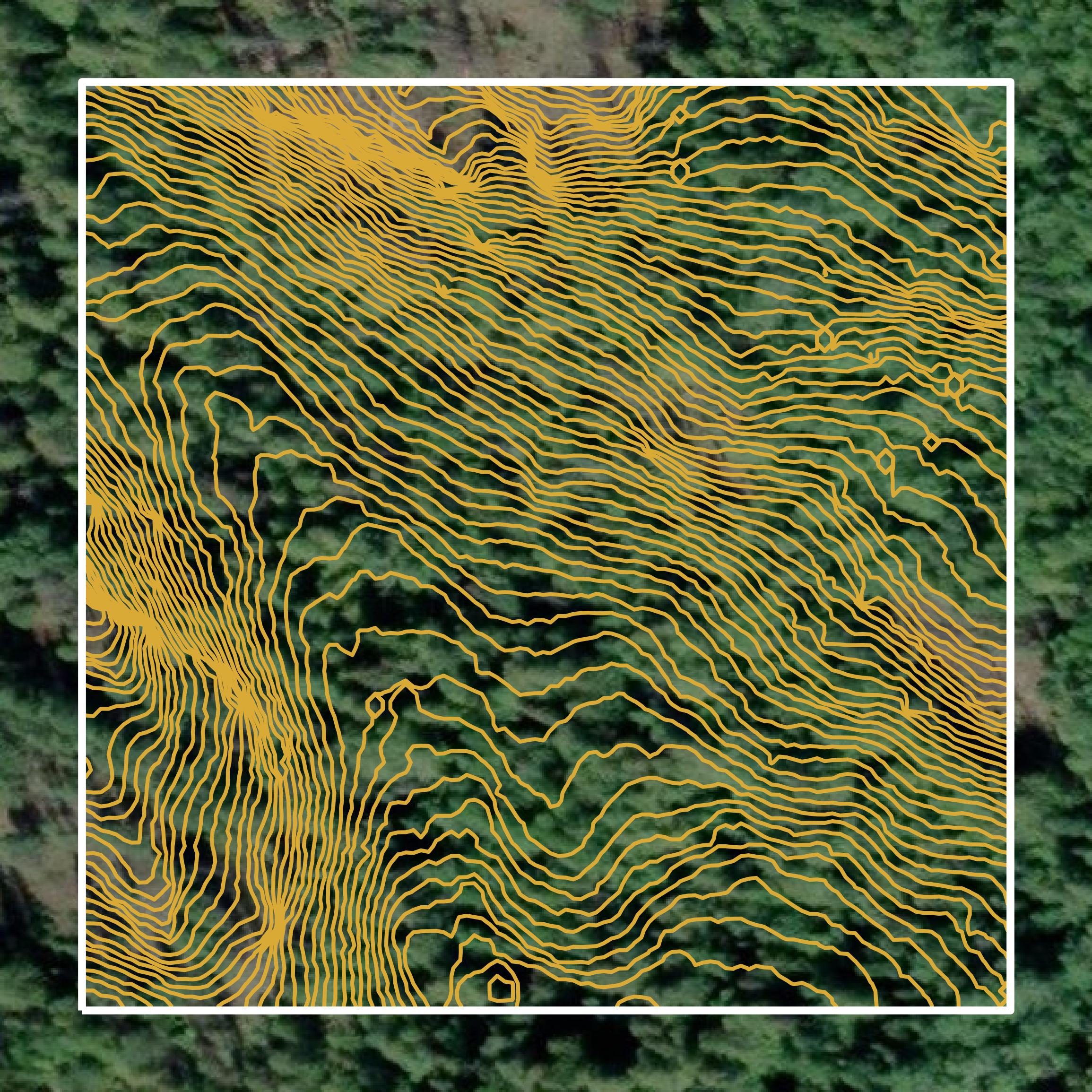 This image shows a contour map in Ferry County created using GIS data in Equator.