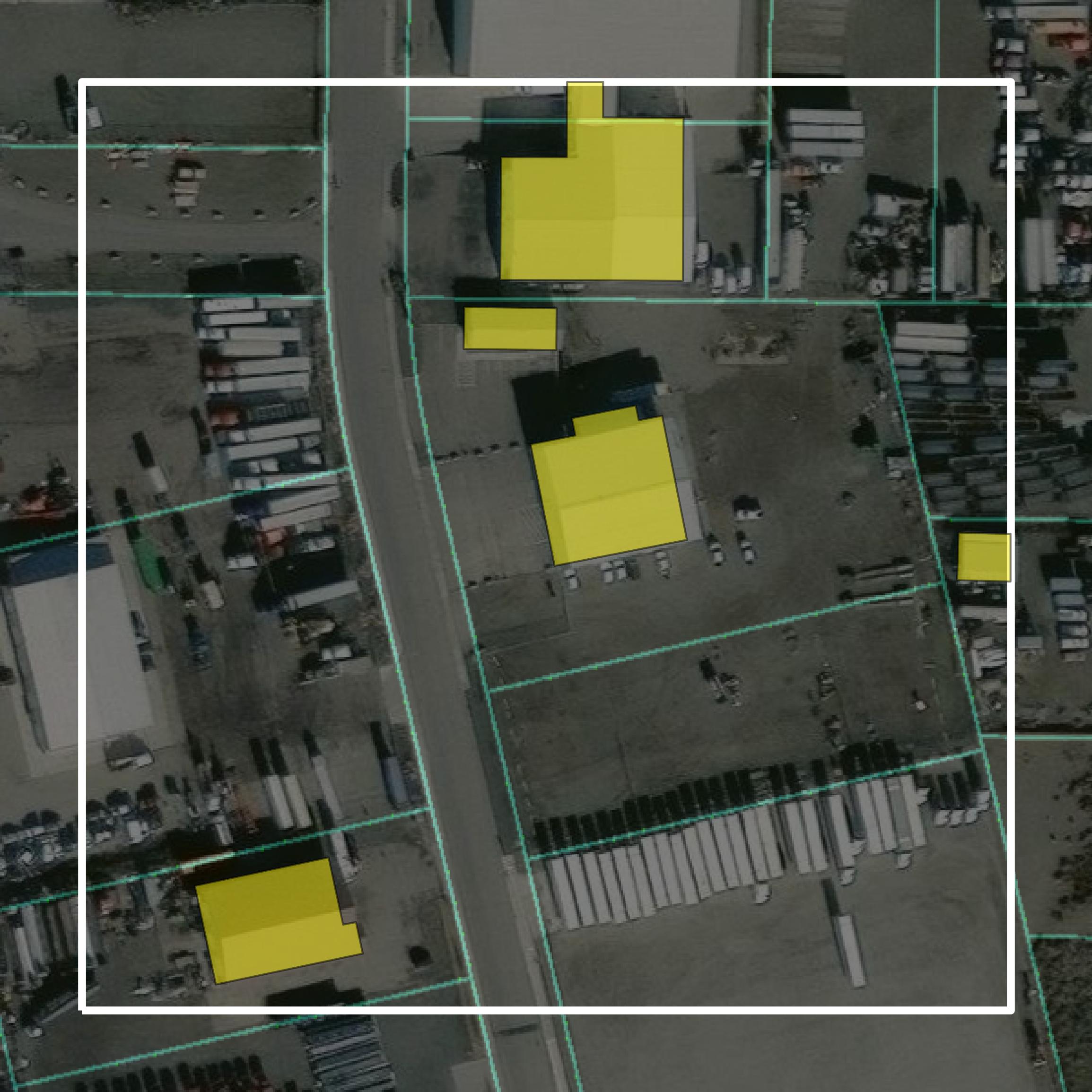 This image shows parcel and building data in Franklin County created using GIS data in Equator.