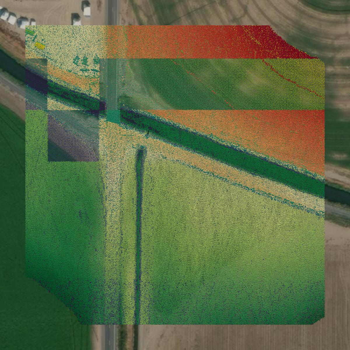 This image shows a LiDAR point cloud in Franklin County created using GIS data in Equator.