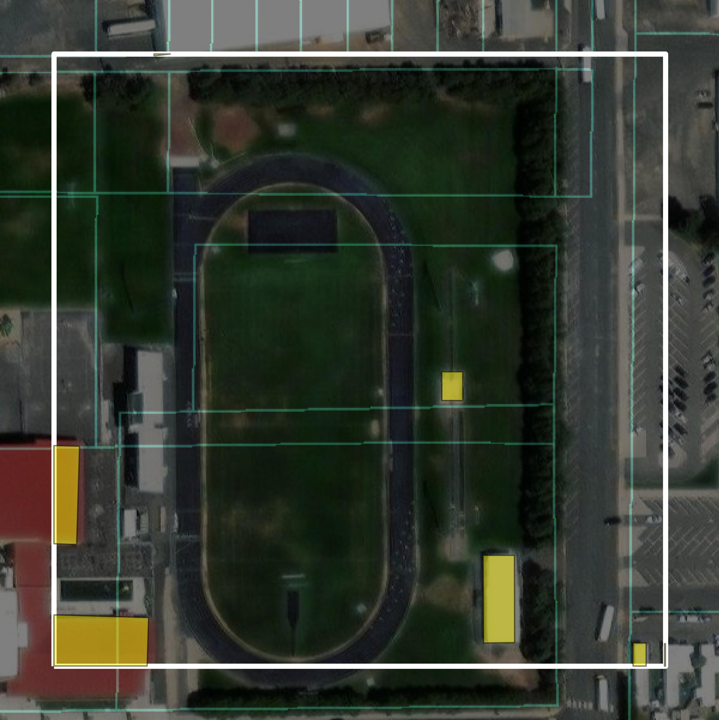 This image shows parcel and building data in Grant County created using GIS data in Equator.