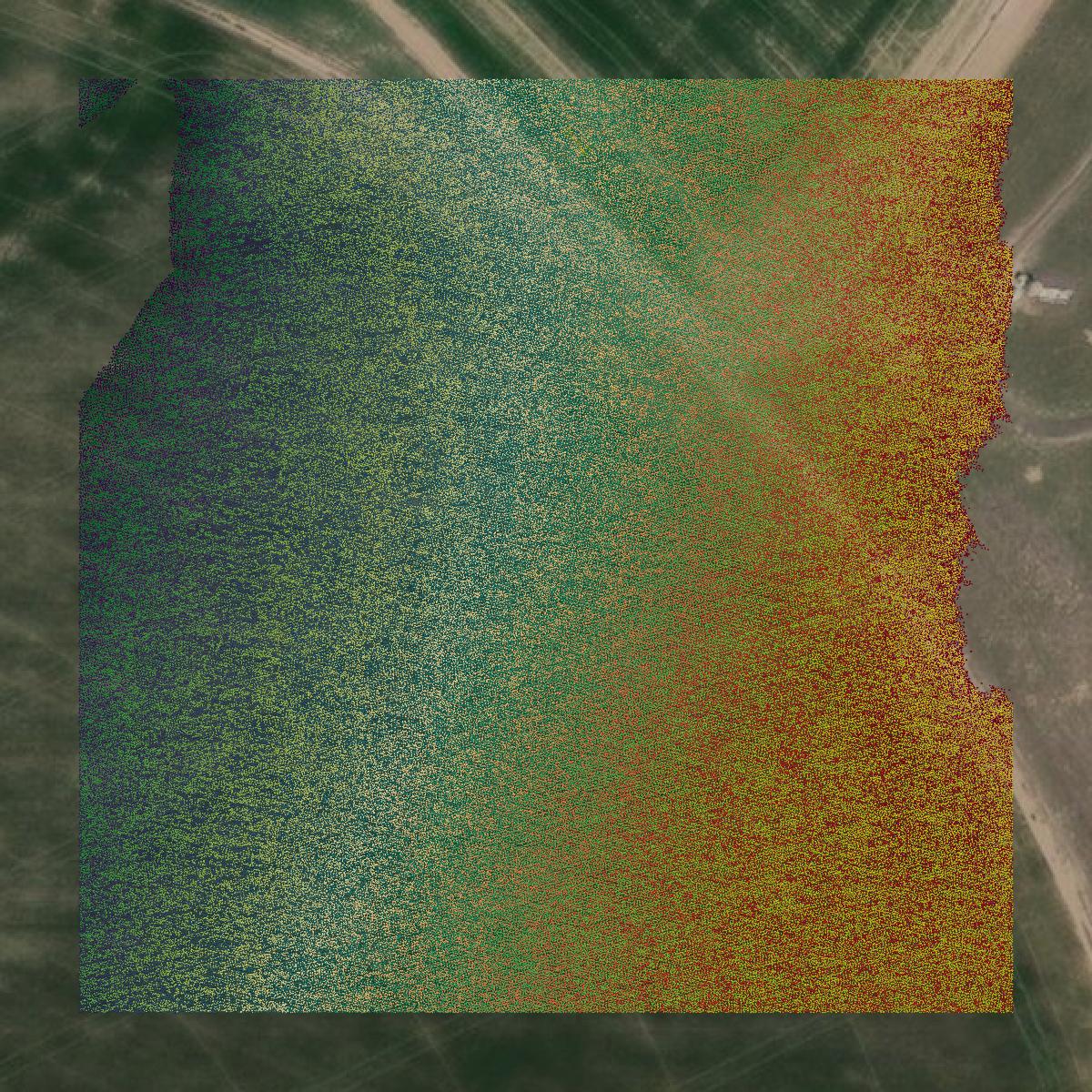 This image shows a LiDAR point cloud in Grant County created using GIS data in Equator.