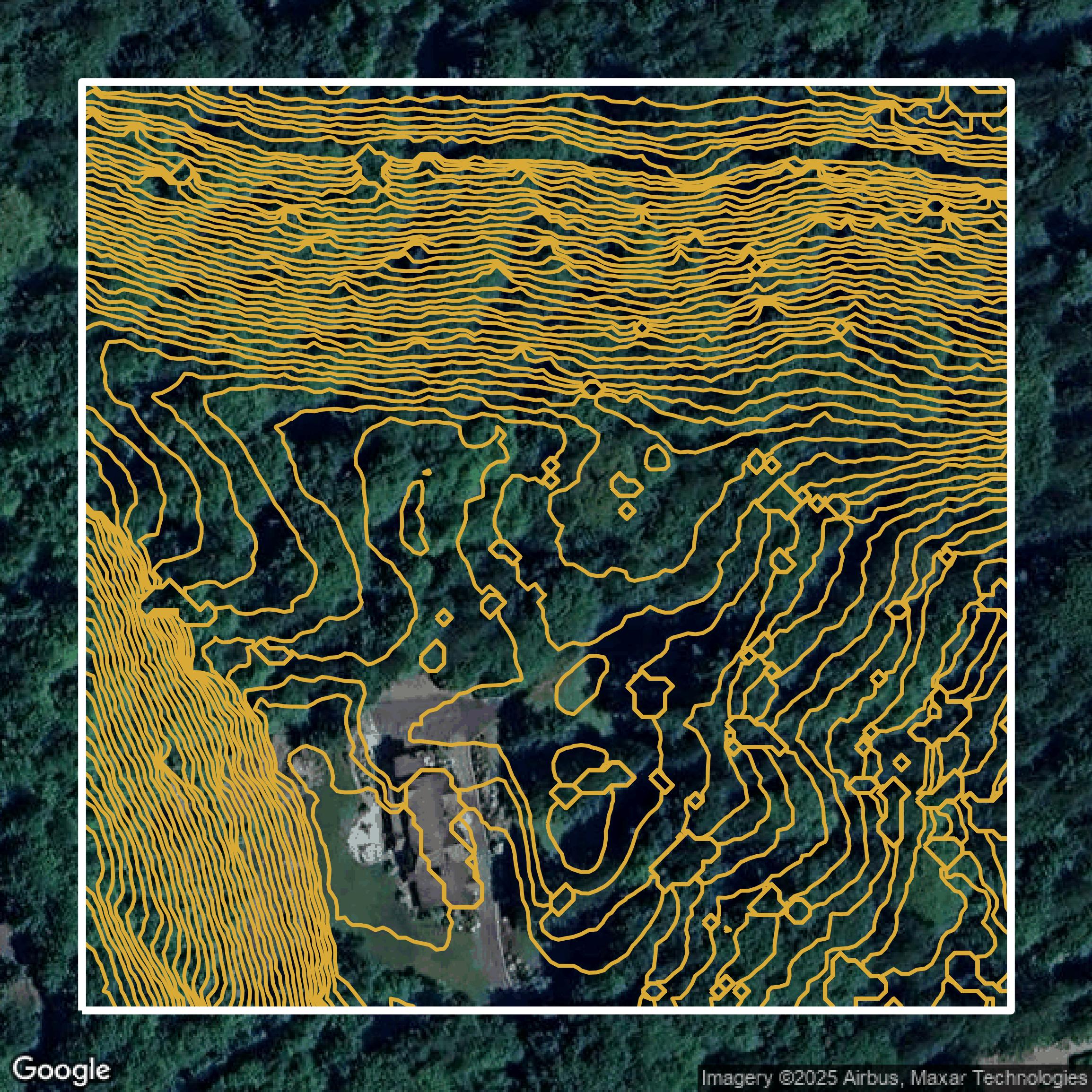 This image shows a contour map in King County created using GIS data in Equator.