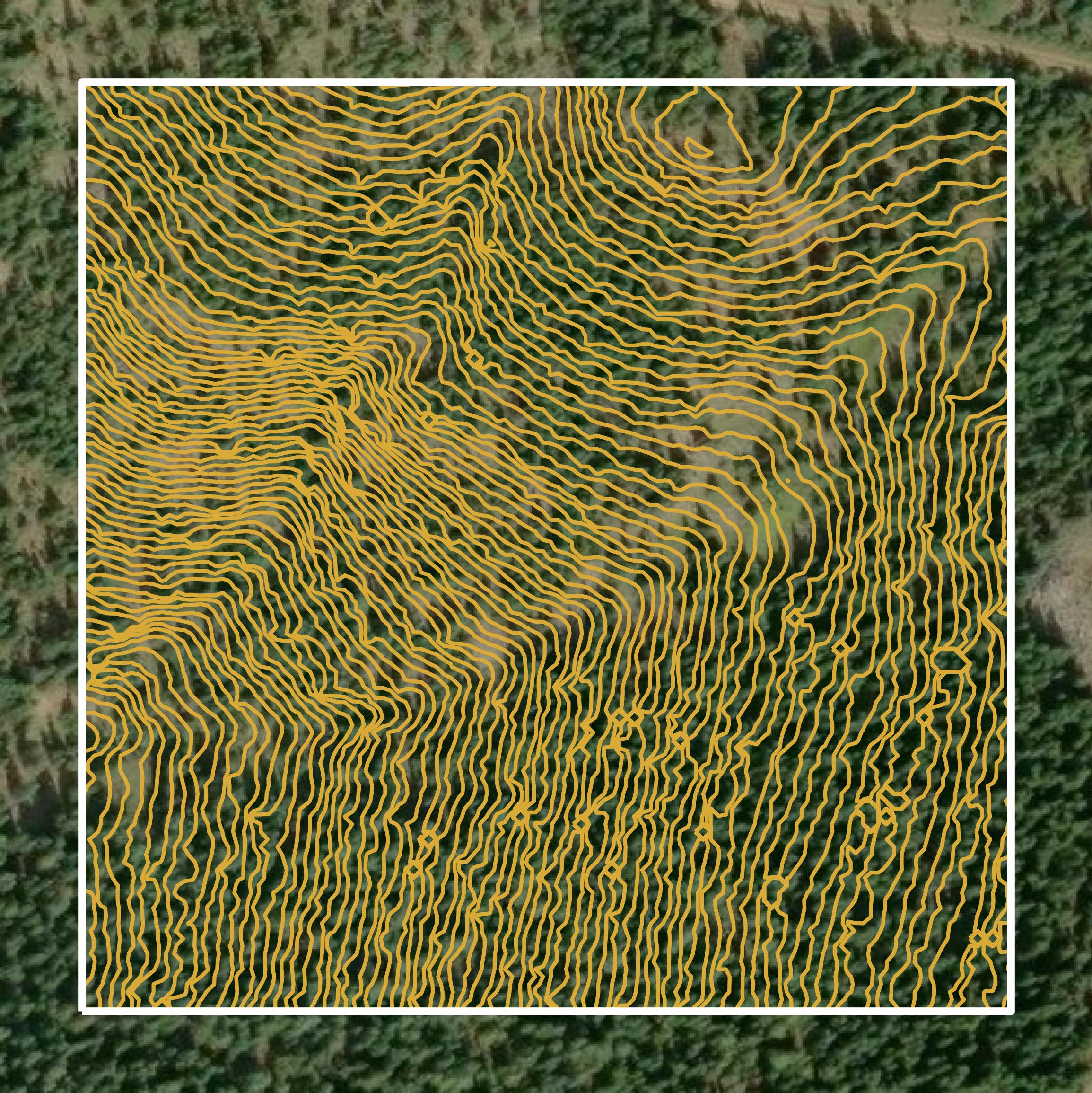 This image shows a contour map in Kittitas County created using GIS data in Equator.
