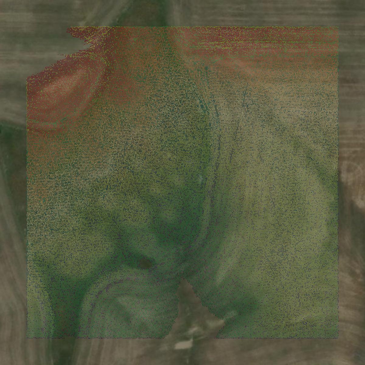 This image shows a LiDAR point cloud in Klickitat County created using GIS data in Equator.