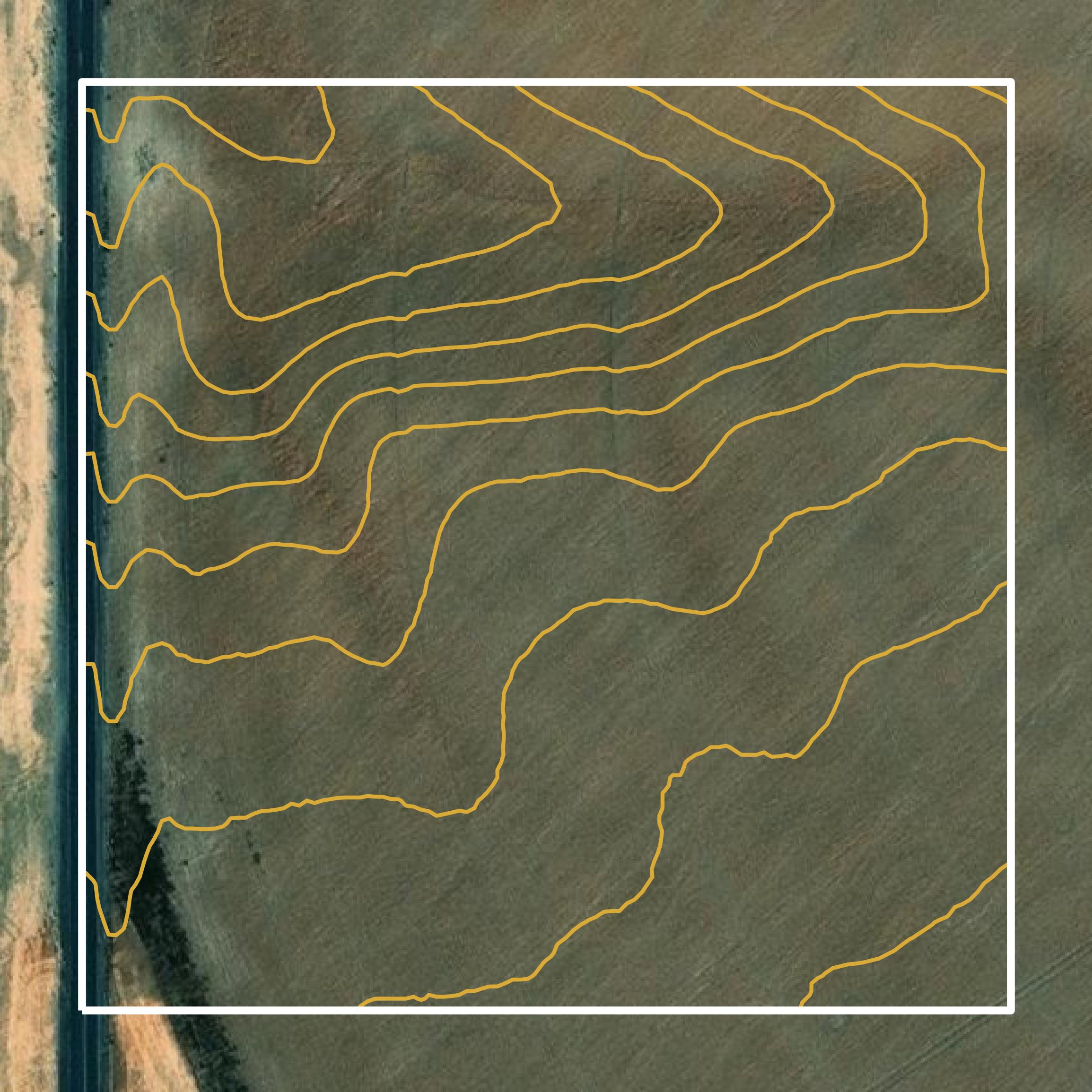 This image shows a contour map in Lincoln County created using GIS data in Equator.