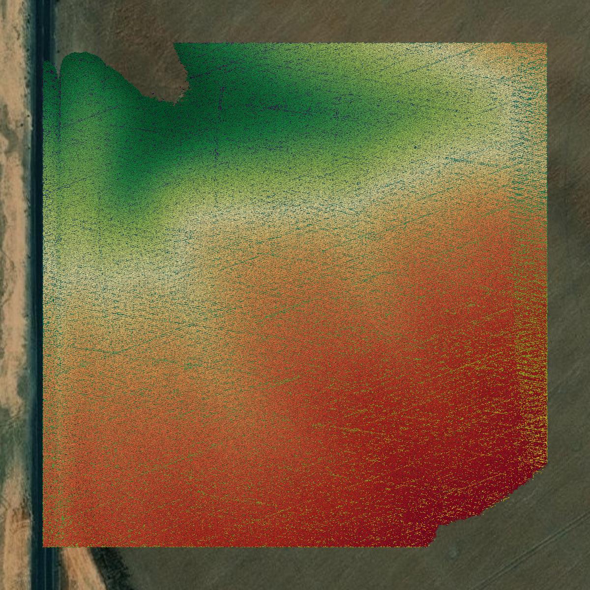 This image shows a LiDAR point cloud in Lincoln County created using GIS data in Equator.