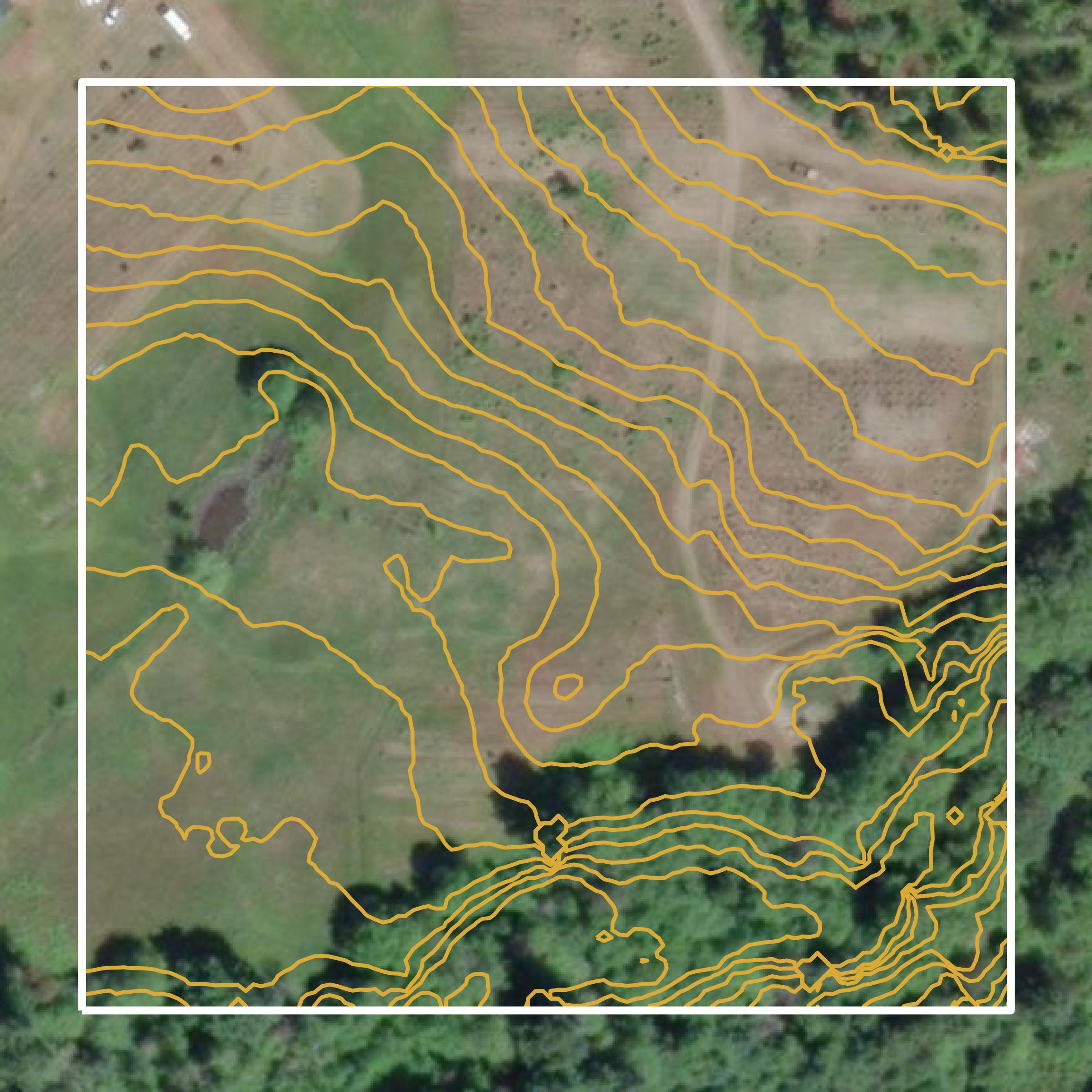 This image shows a contour map in Mason County created using GIS data in Equator.
