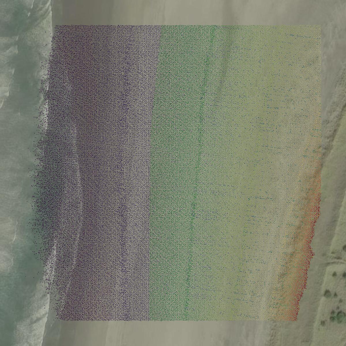 This image shows a LiDAR point cloud in Pacific County created using GIS data in Equator.