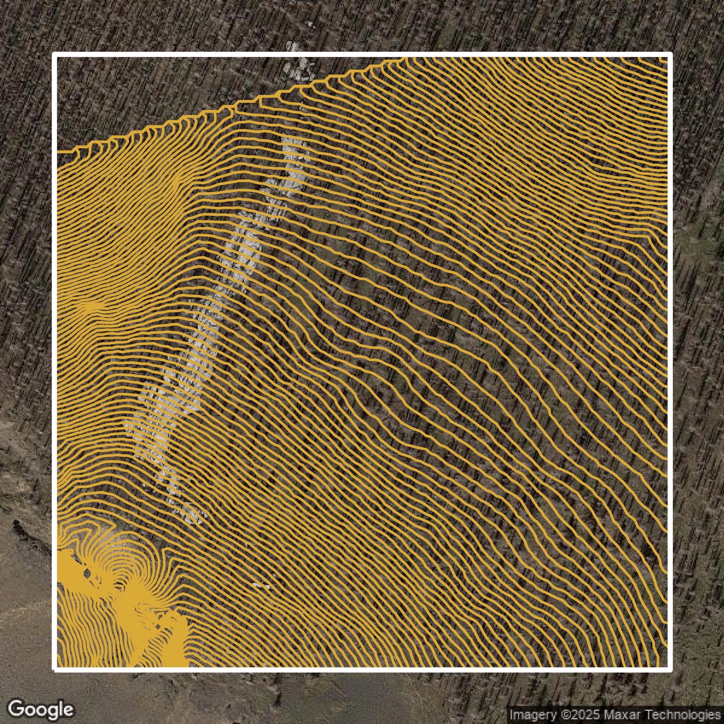 This image shows a contour map in Pierce County created using GIS data in Equator.