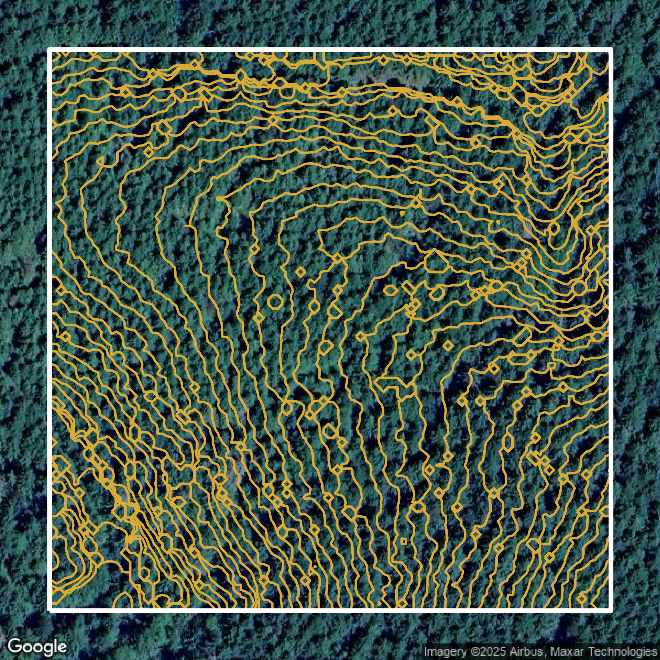 This image shows a contour map in Pierce County created using GIS data in Equator.