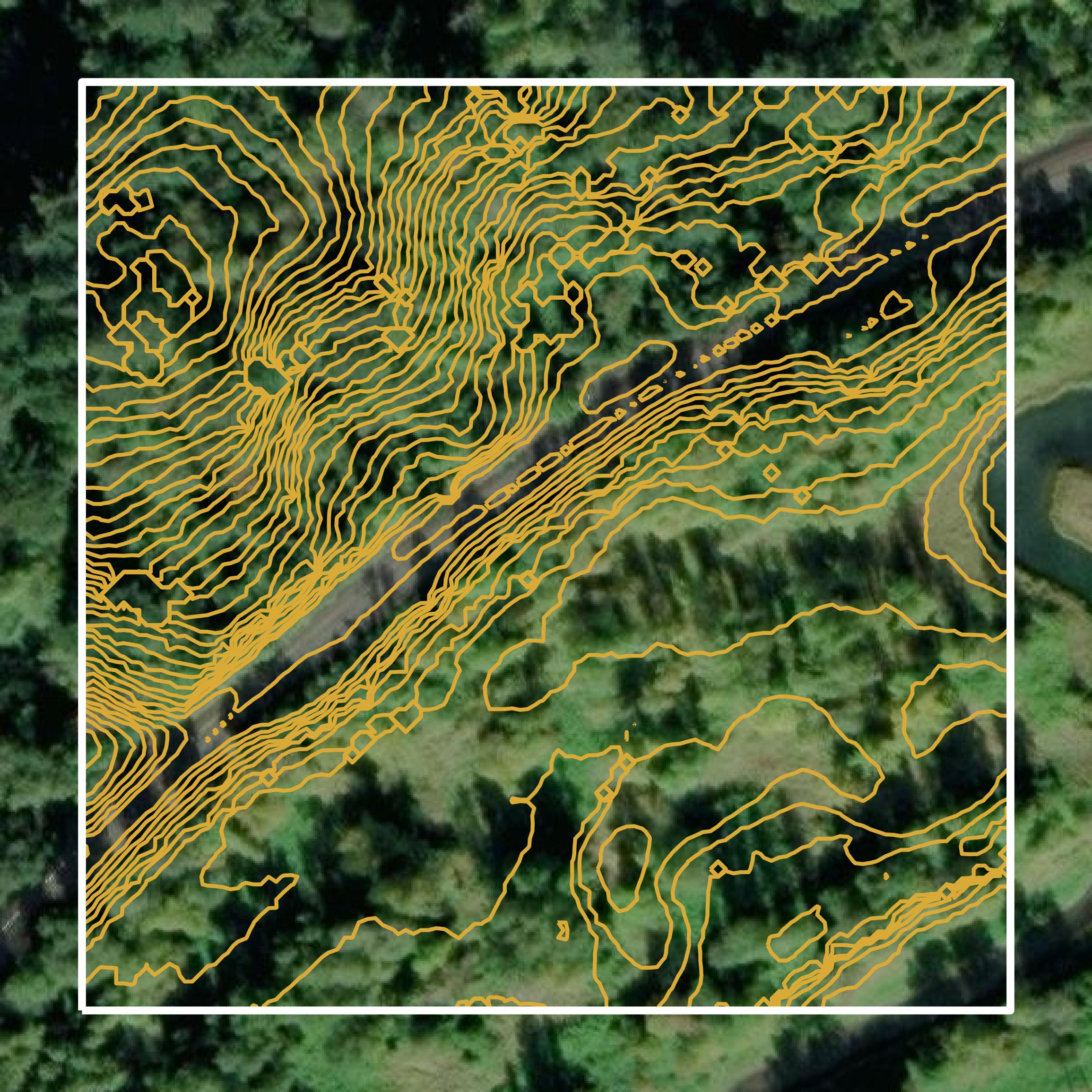 This image shows a contour map in Skamania County created using GIS data in Equator.