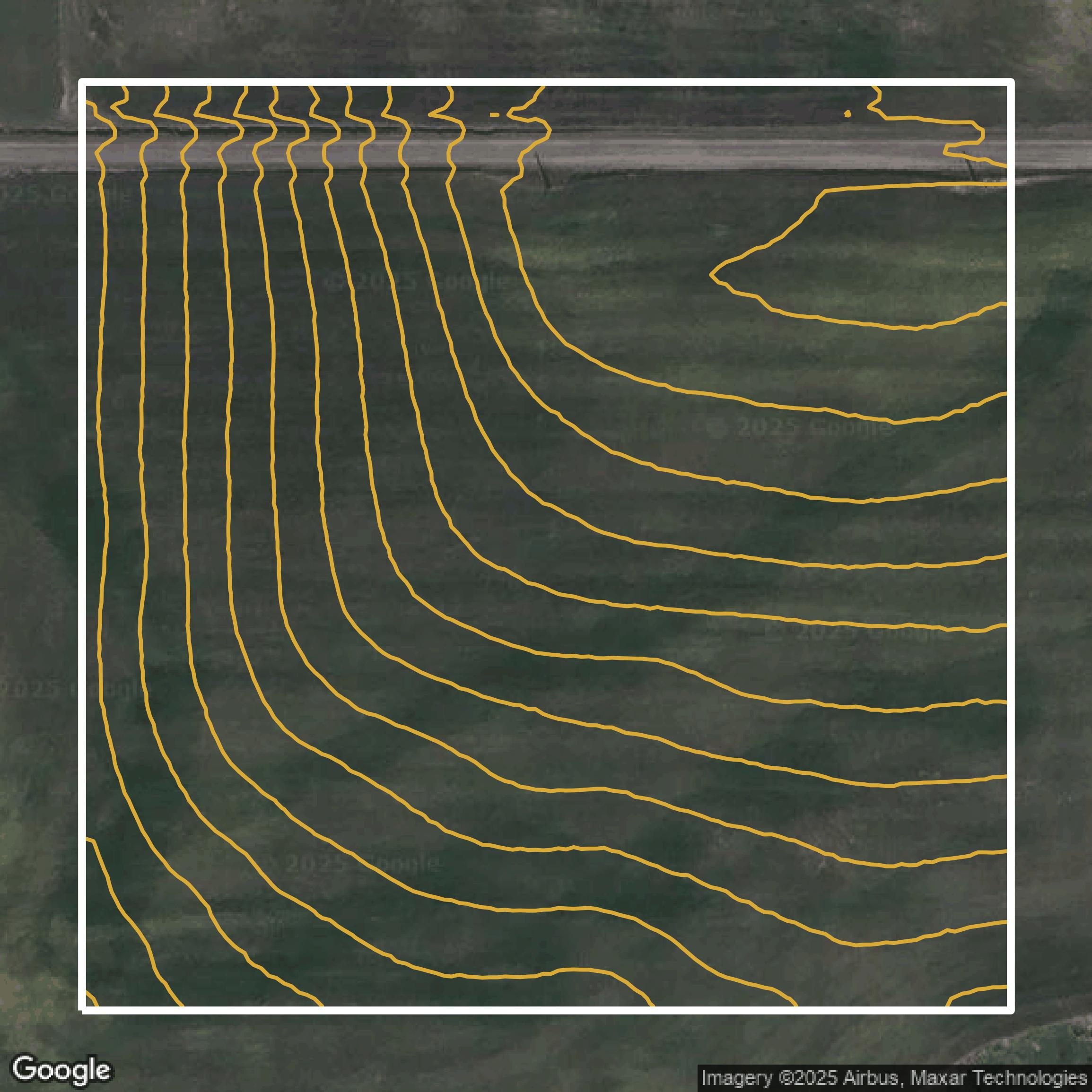 This image shows a contour map in Spokane County created using GIS data in Equator.