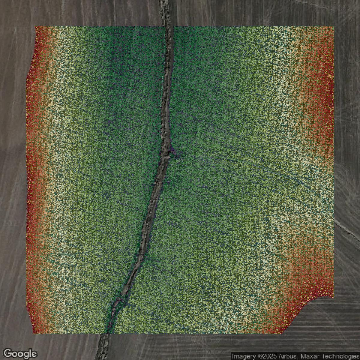 This image shows a LiDAR point cloud in Spokane County created using GIS data in Equator.