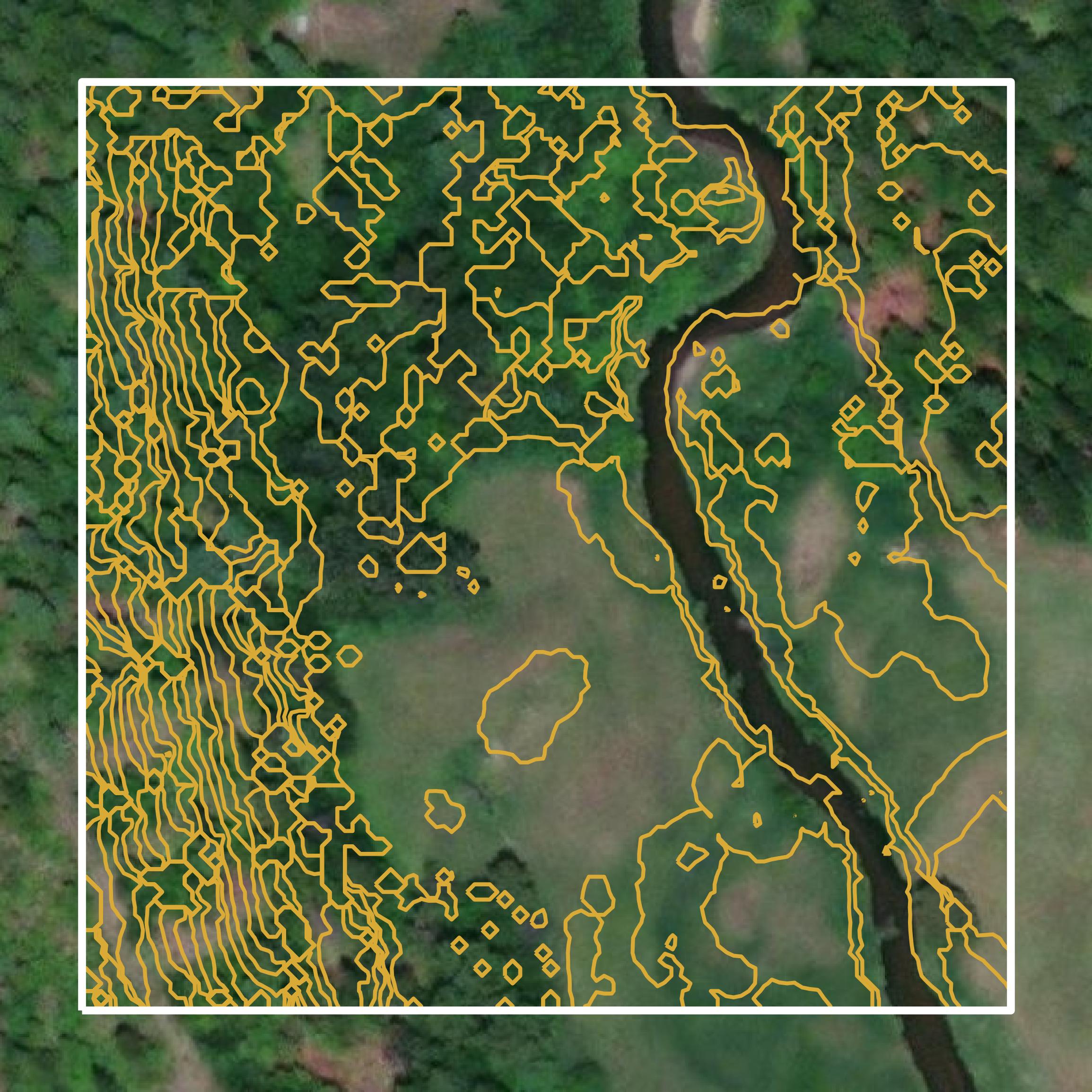 This image shows a contour map in Stevens County created using GIS data in Equator.