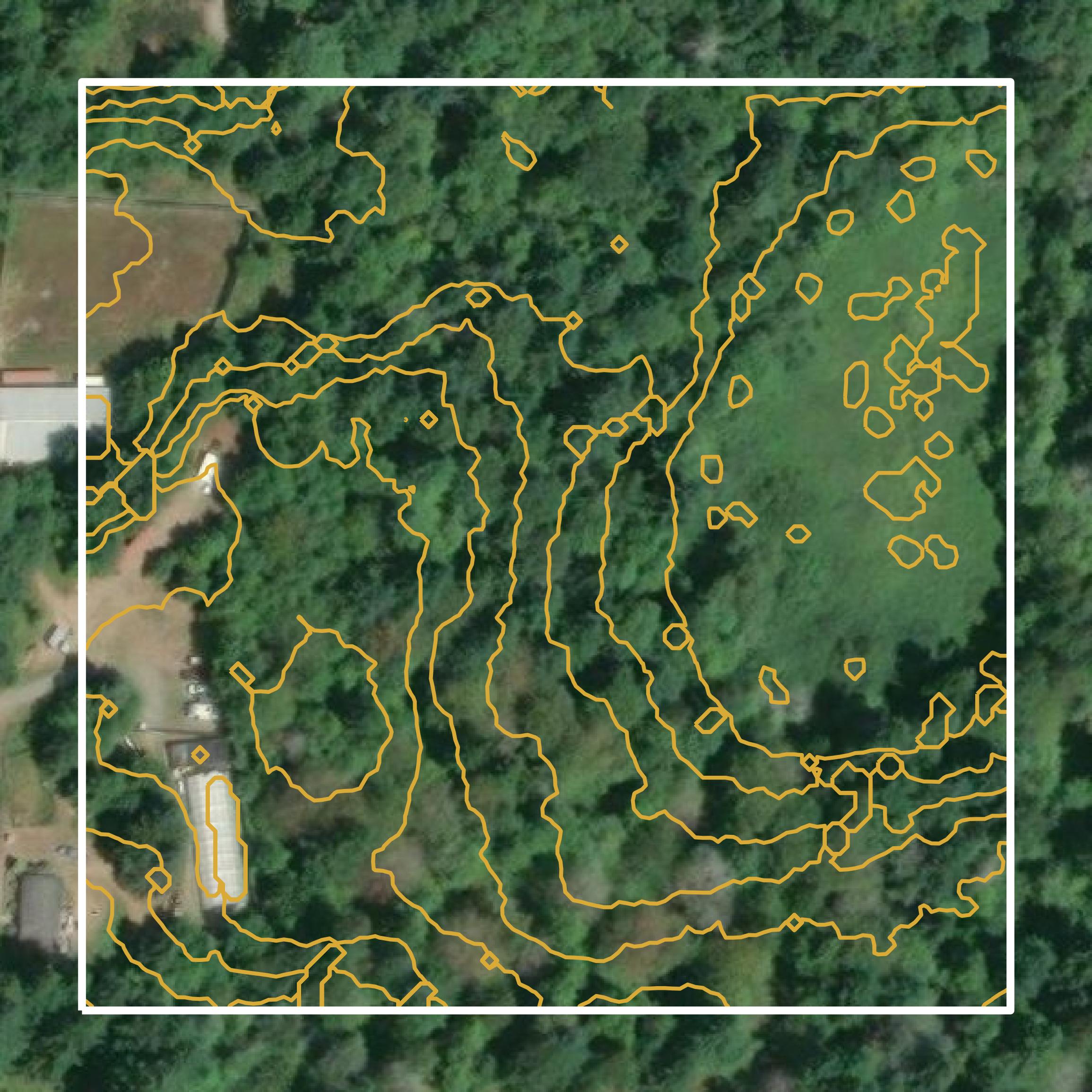 This image shows a contour map in Thurston County created using GIS data in Equator.