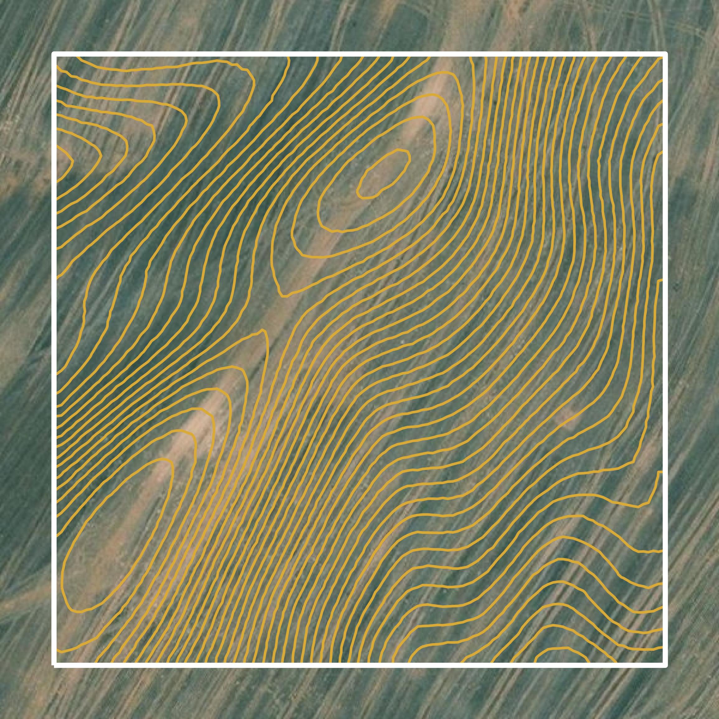 This image shows a contour map in Walla Walla County created using GIS data in Equator.