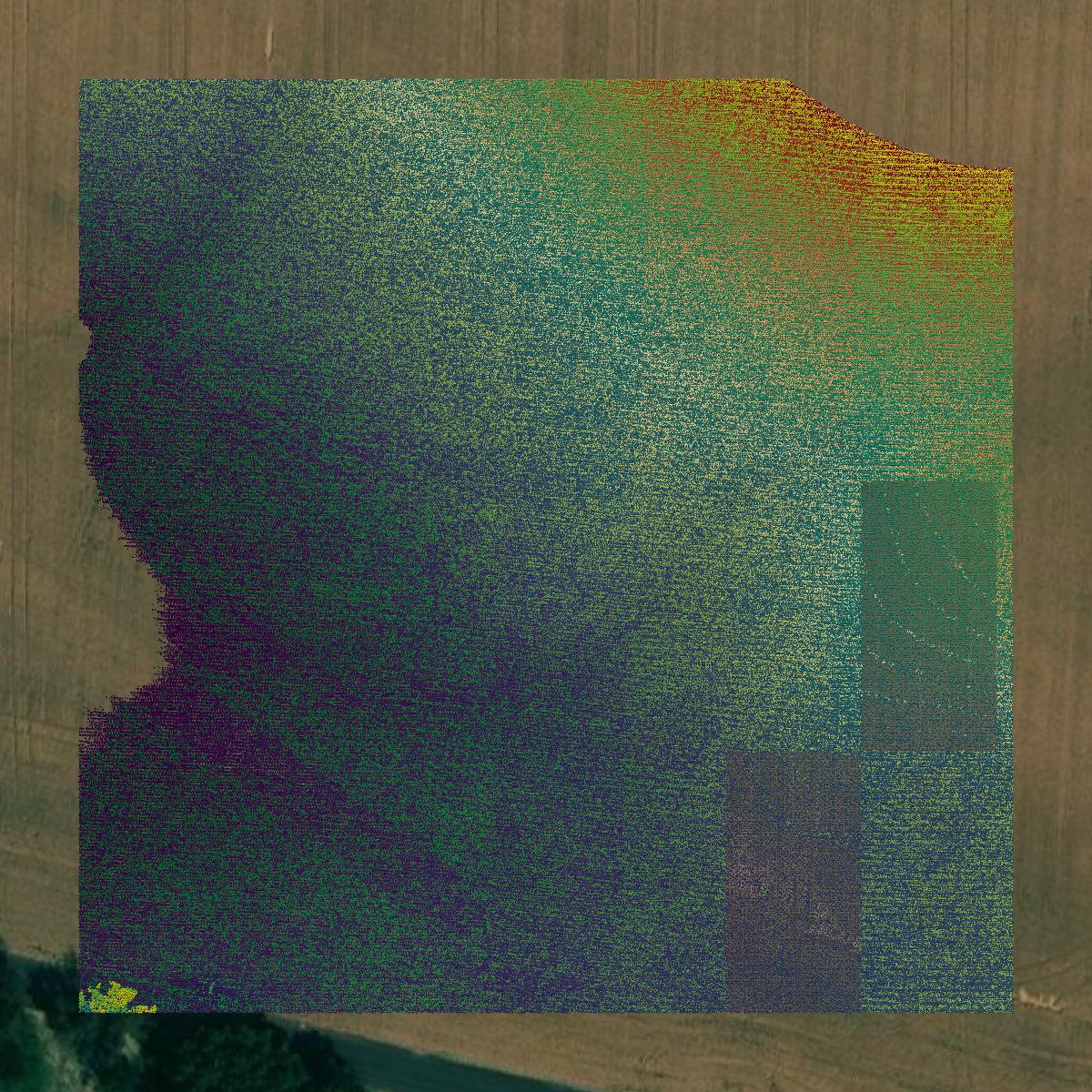 This image shows a LiDAR point cloud in Walla Walla County created using GIS data in Equator.