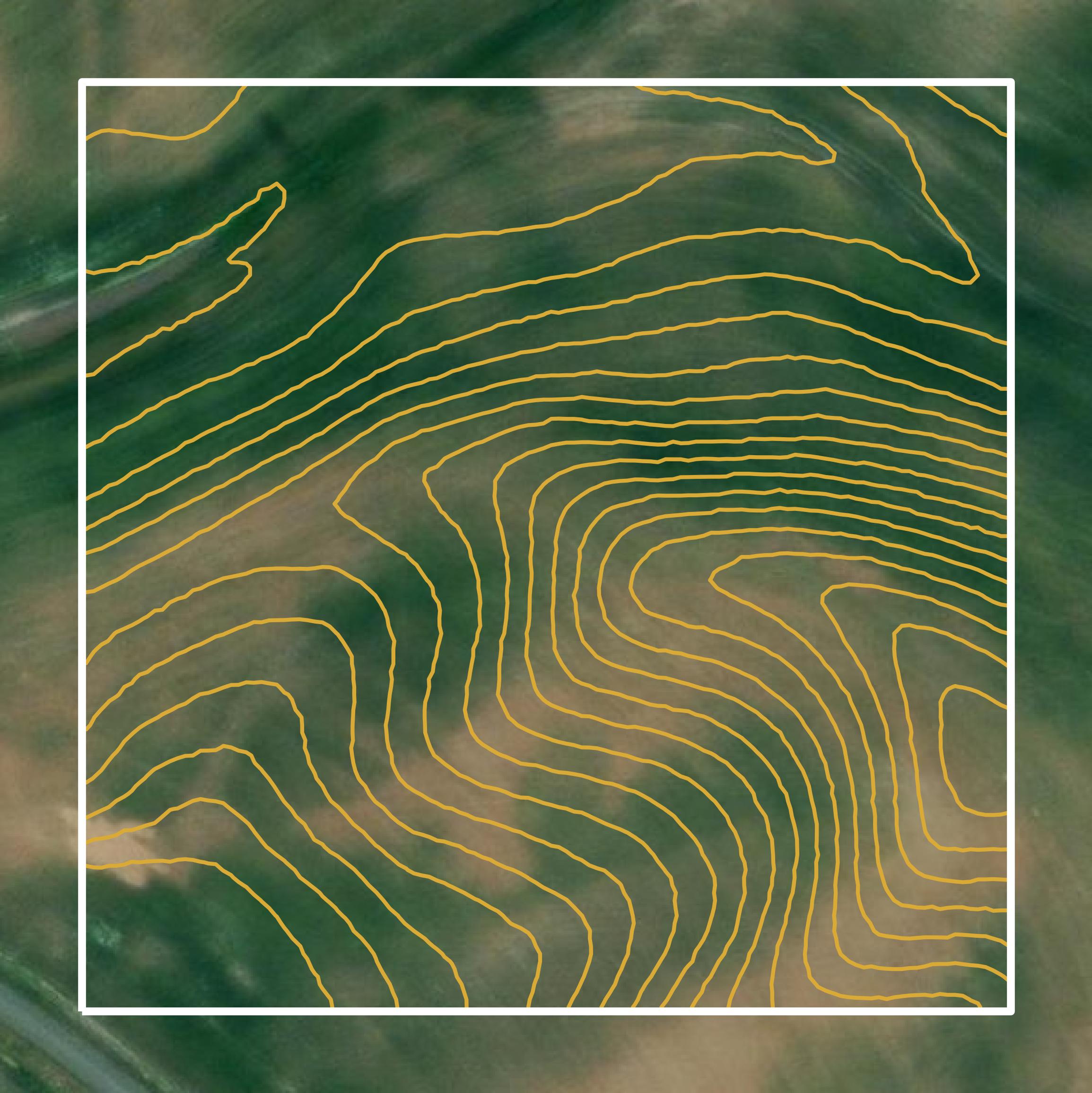This image shows a contour map in Whitman County created using GIS data in Equator.