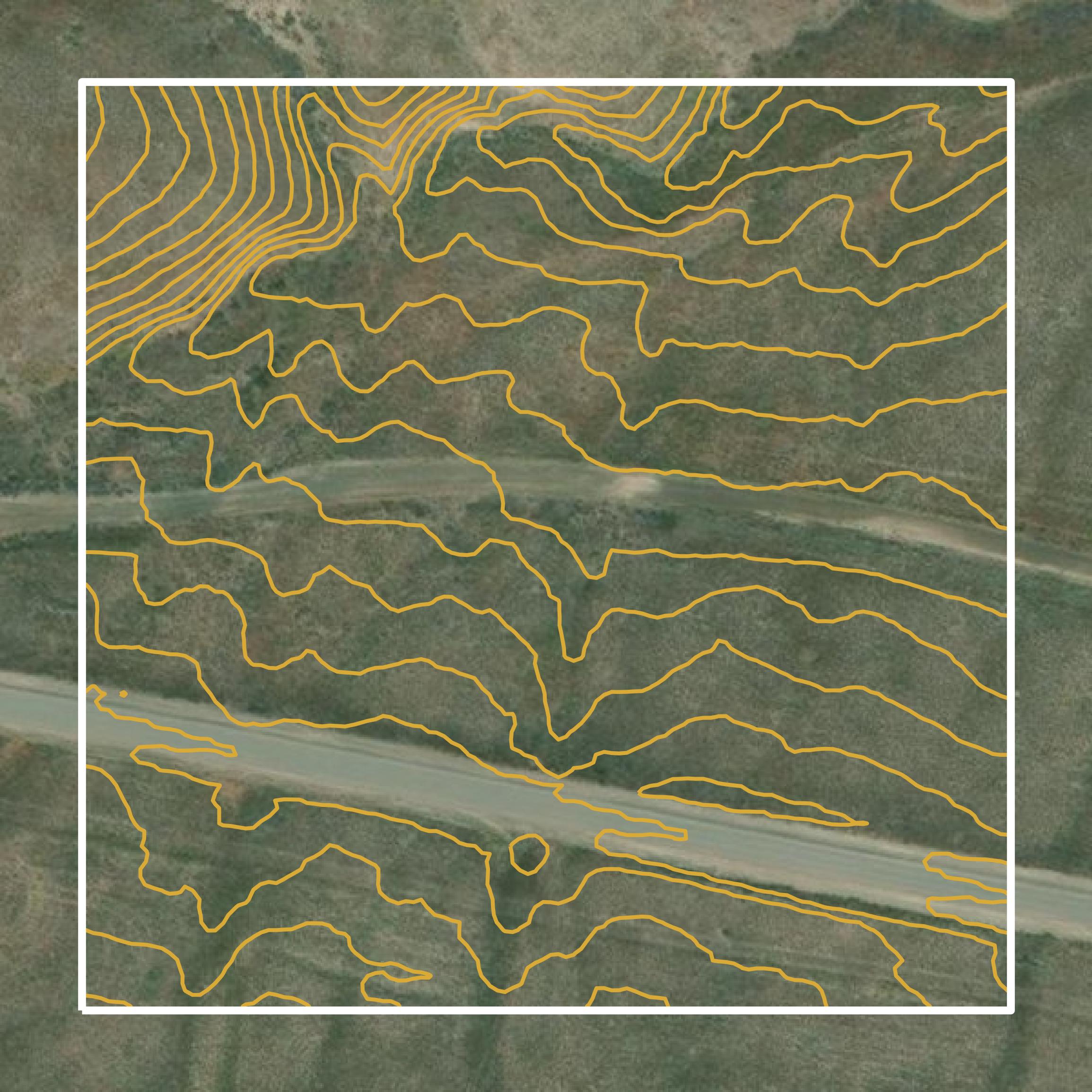 This image shows a contour map in Yakima County created using GIS data in Equator.