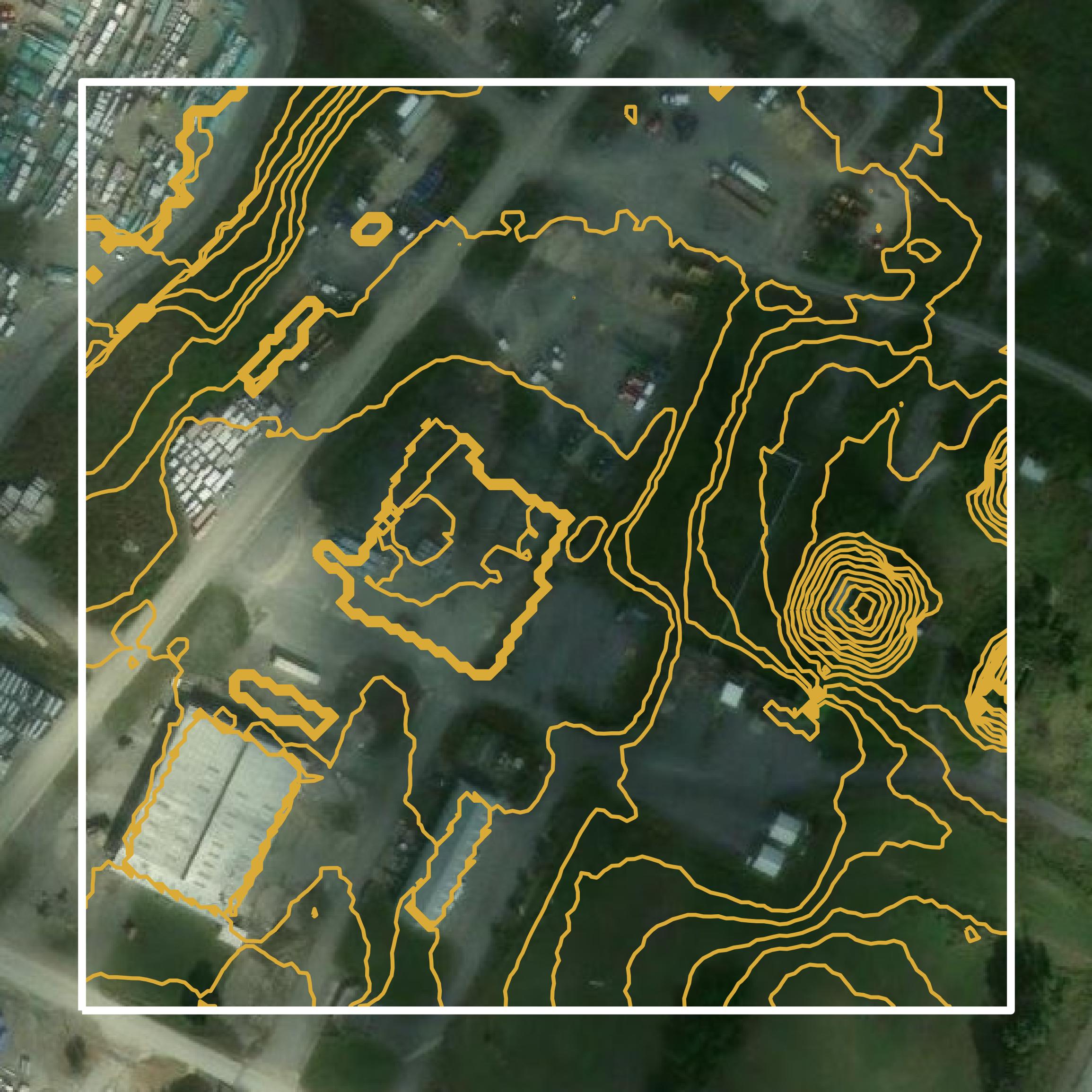 This image shows a contour map in Berkeley County created using GIS data in Equator.