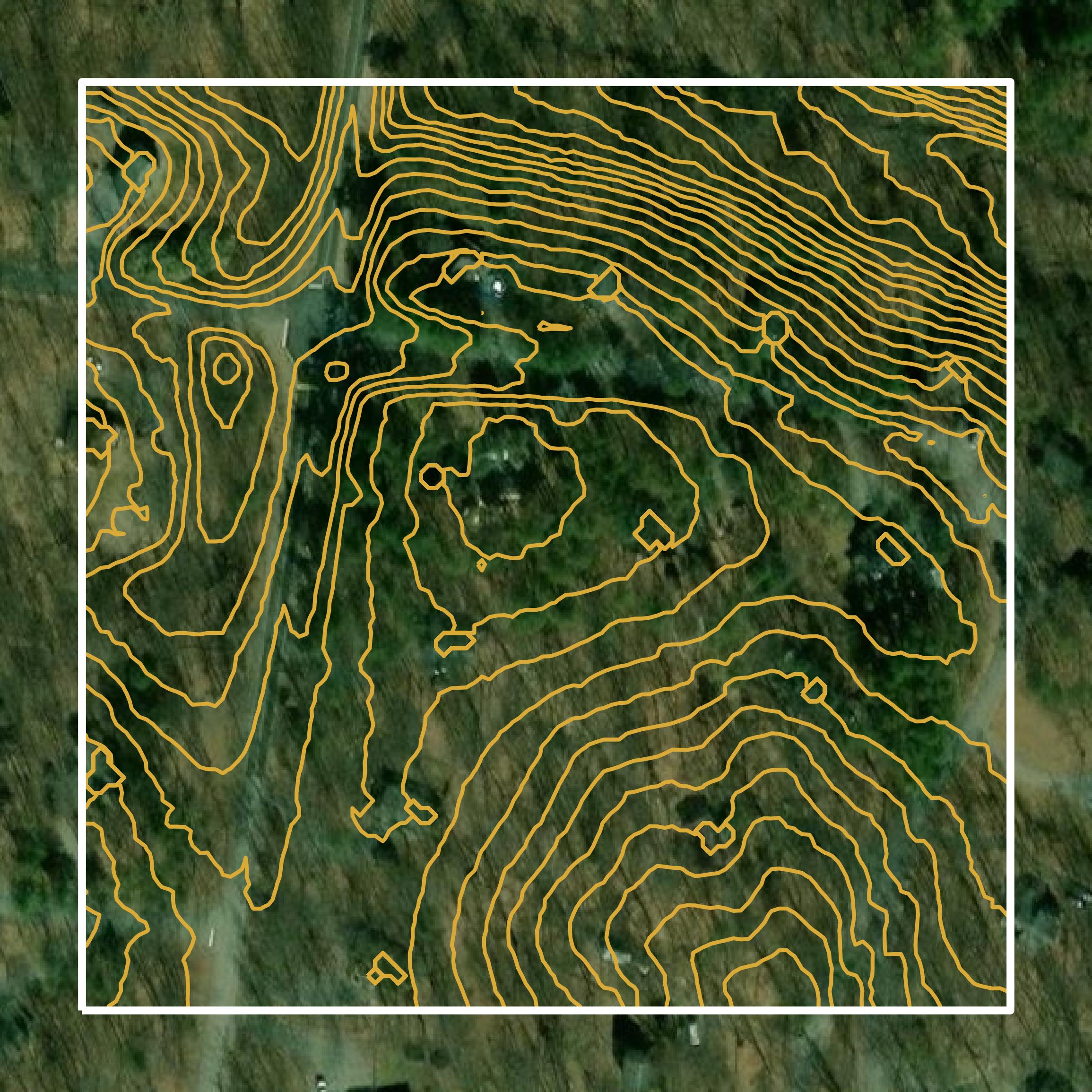 This image shows a contour map in Berkeley County created using GIS data in Equator.