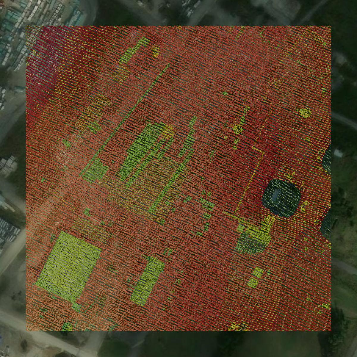 This image shows a LiDAR point cloud in Berkeley County created using GIS data in Equator.