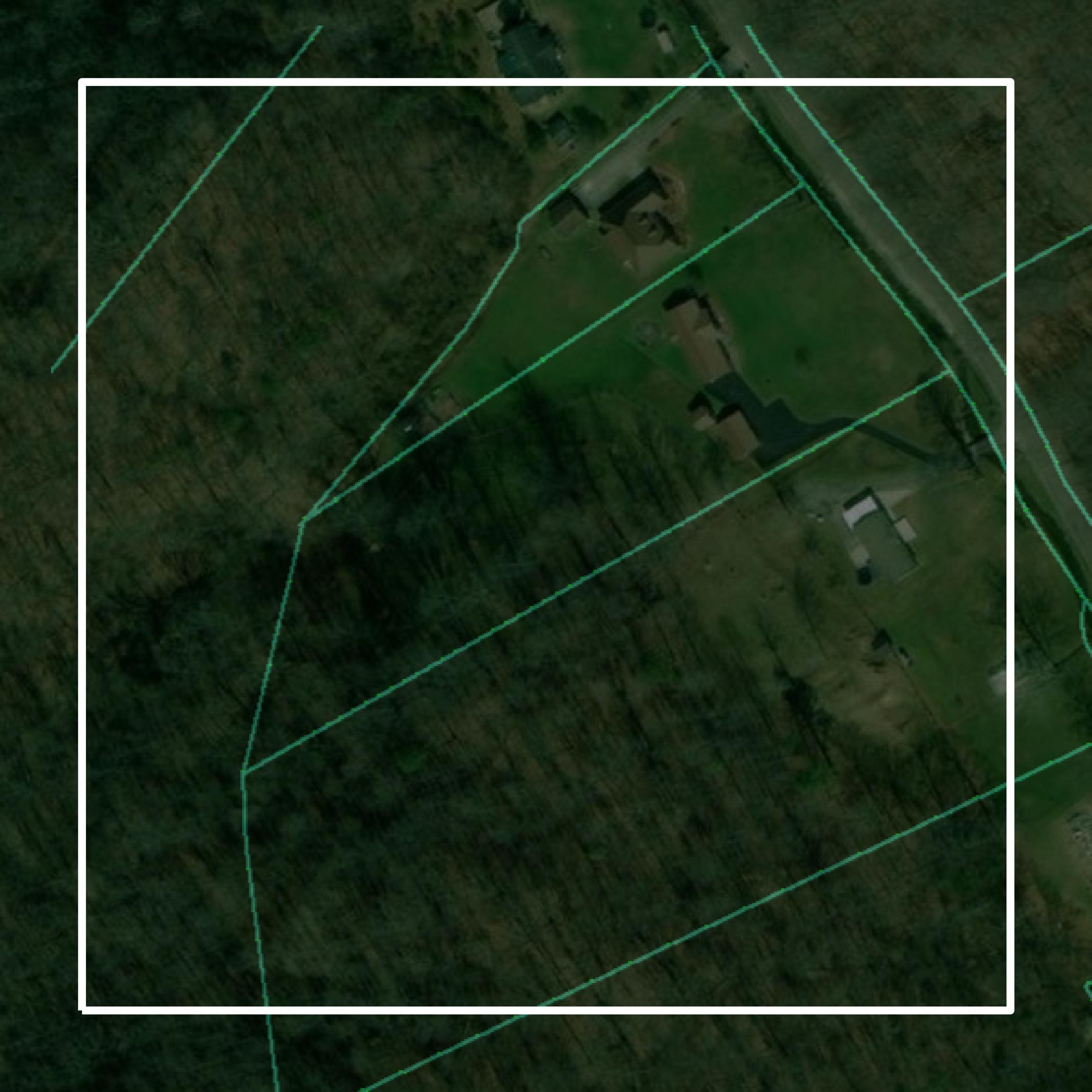 This image shows parcel and building data in Boone County created using GIS data in Equator.