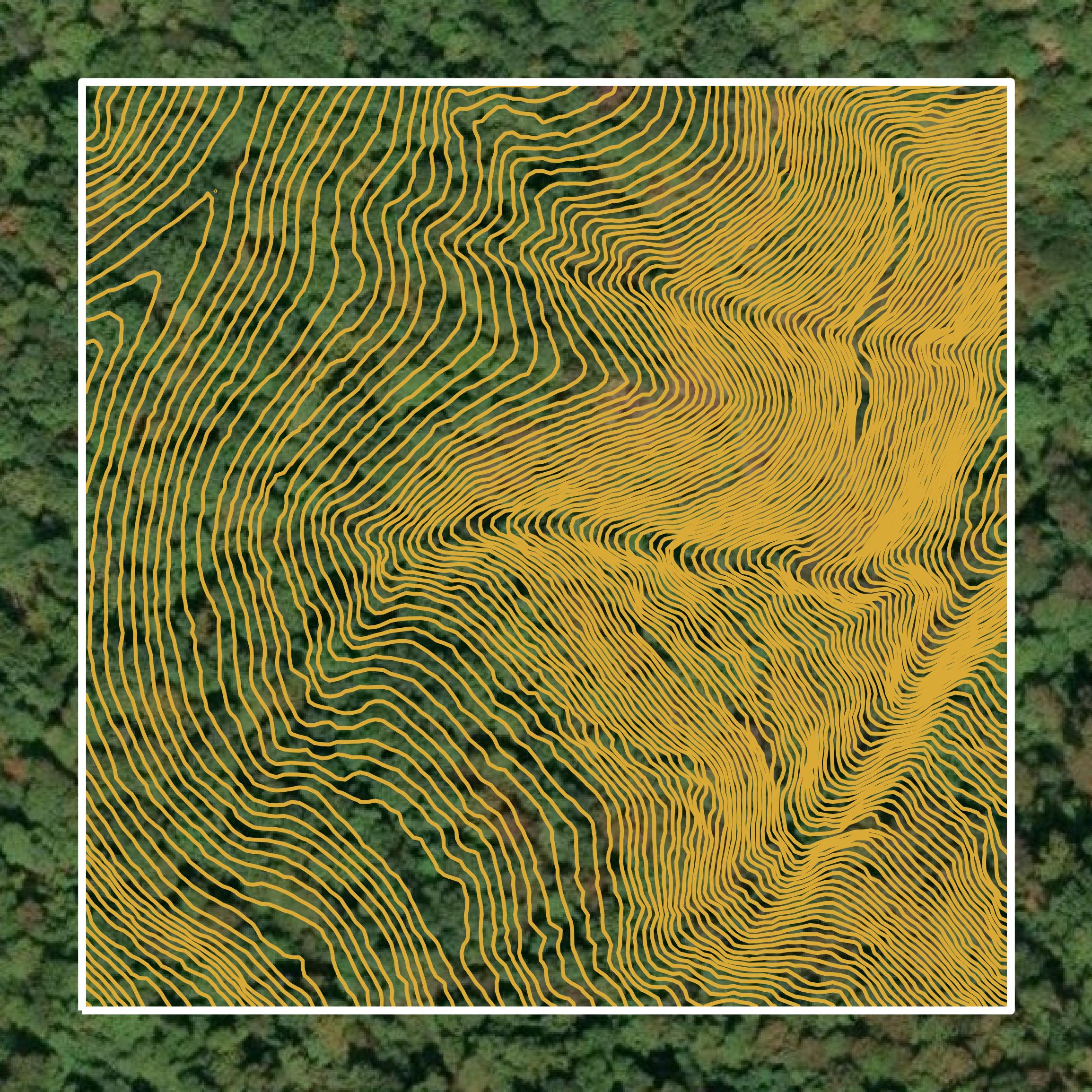 This image shows a contour map in Braxton County created using GIS data in Equator.