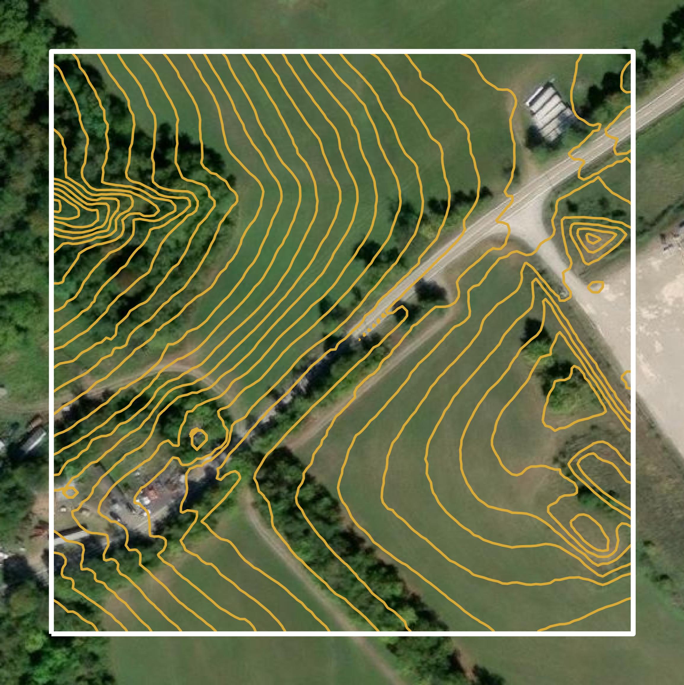This image shows a contour map in Brooke County created using GIS data in Equator.