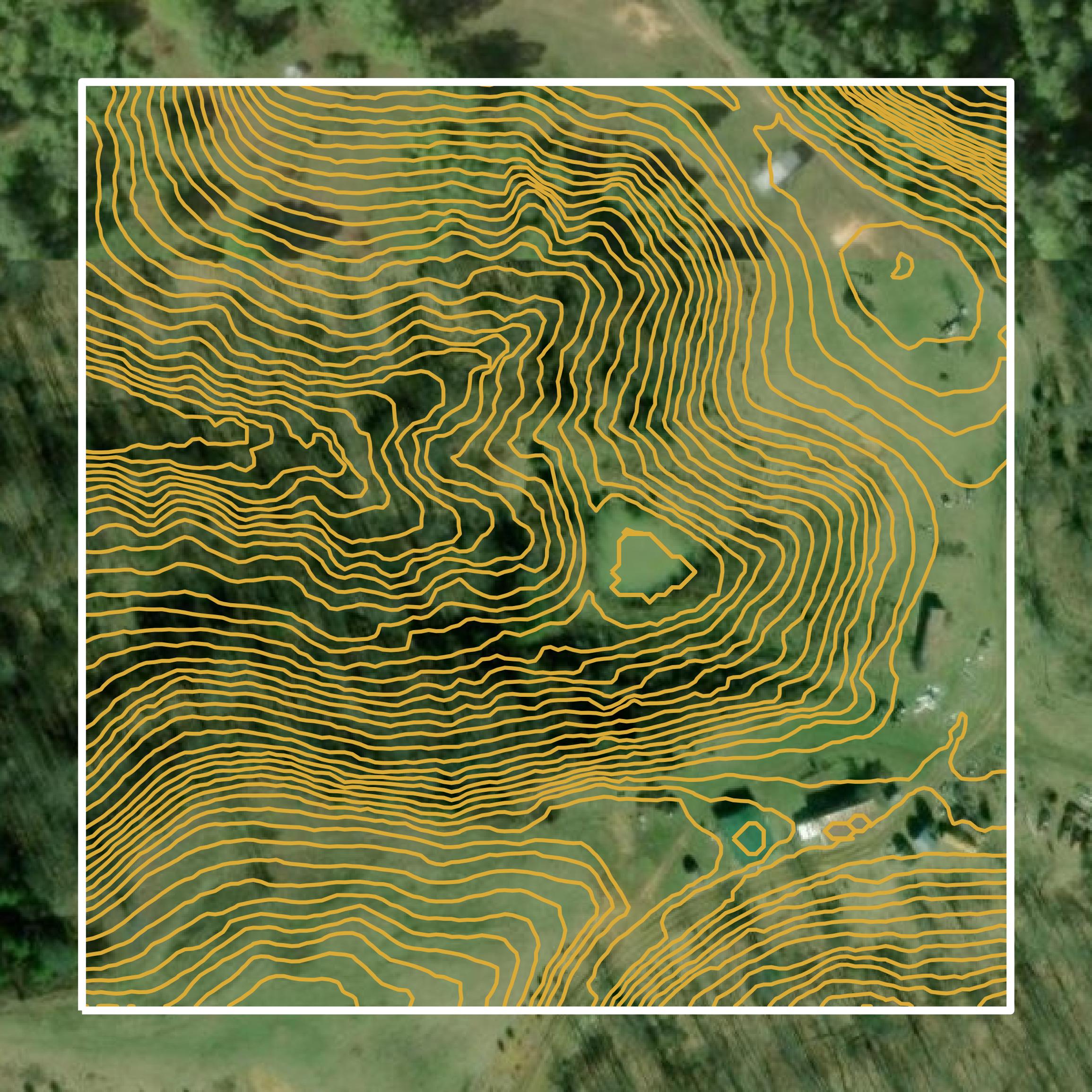 This image shows a contour map in Cabell County created using GIS data in Equator.