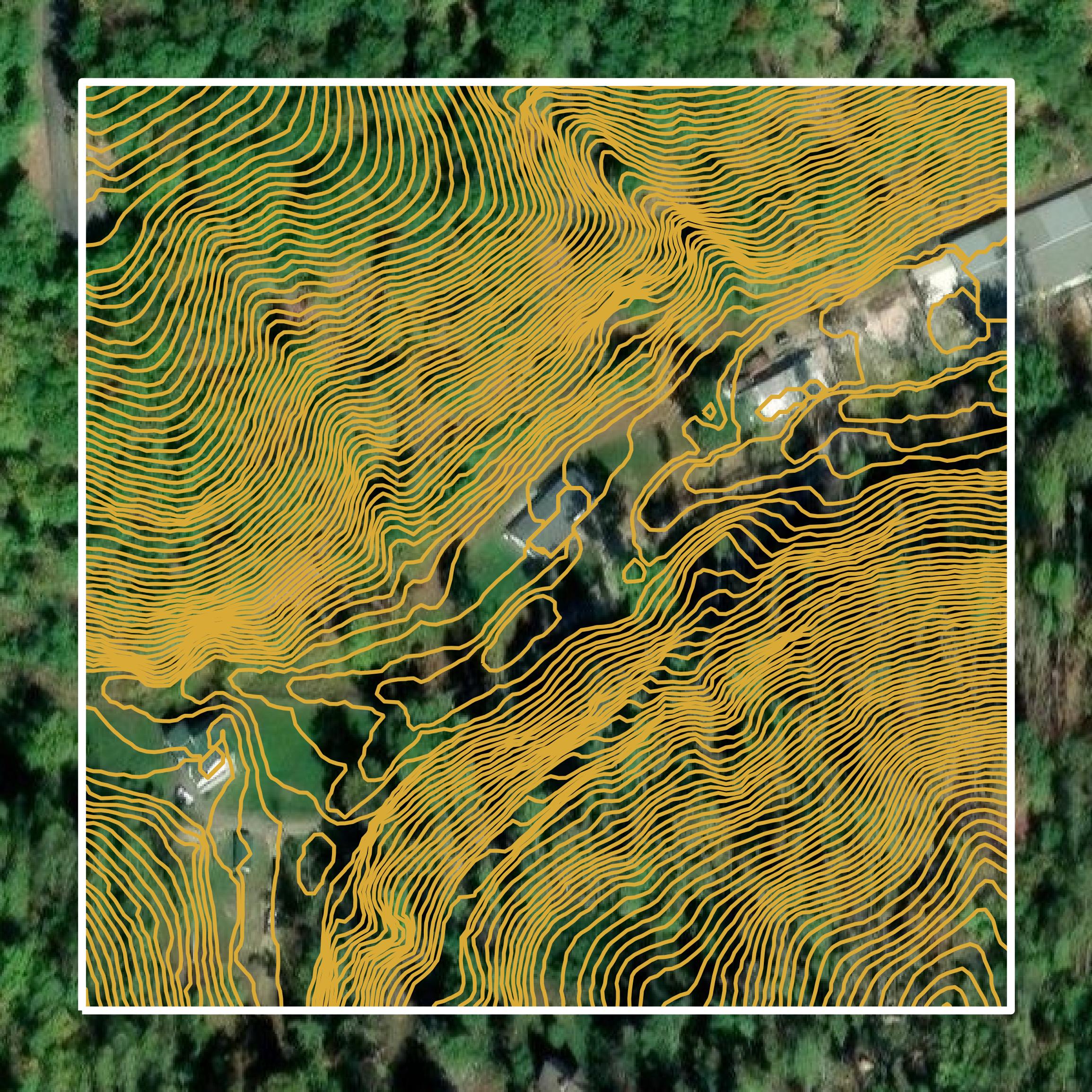 This image shows a contour map in Cabell County created using GIS data in Equator.