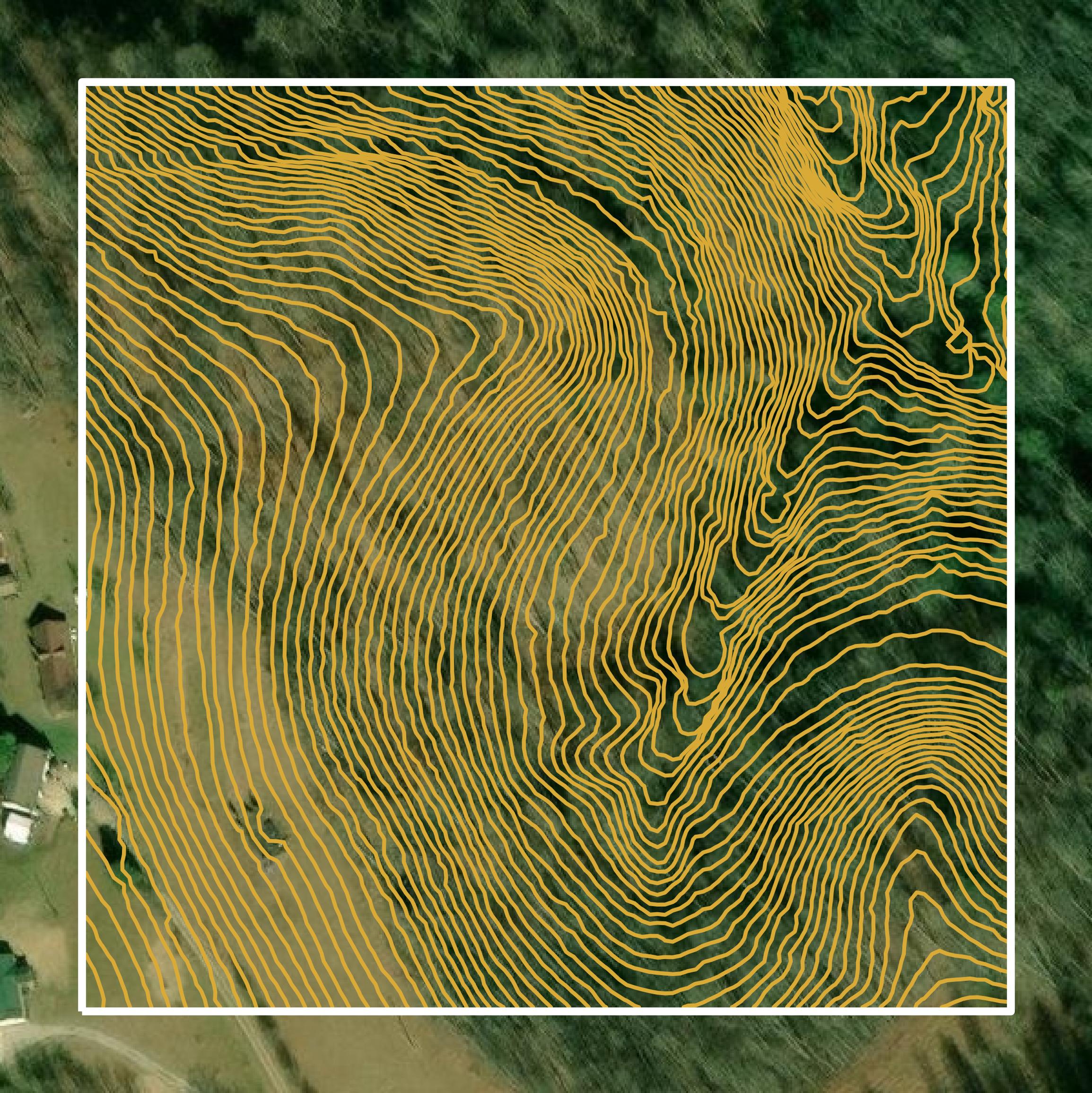 This image shows a contour map in Clay County created using GIS data in Equator.