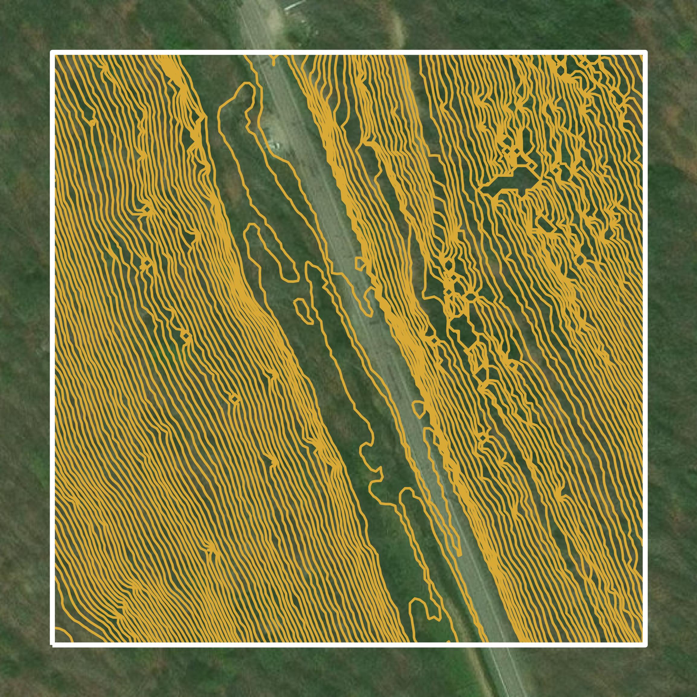 This image shows a contour map in Clay County created using GIS data in Equator.