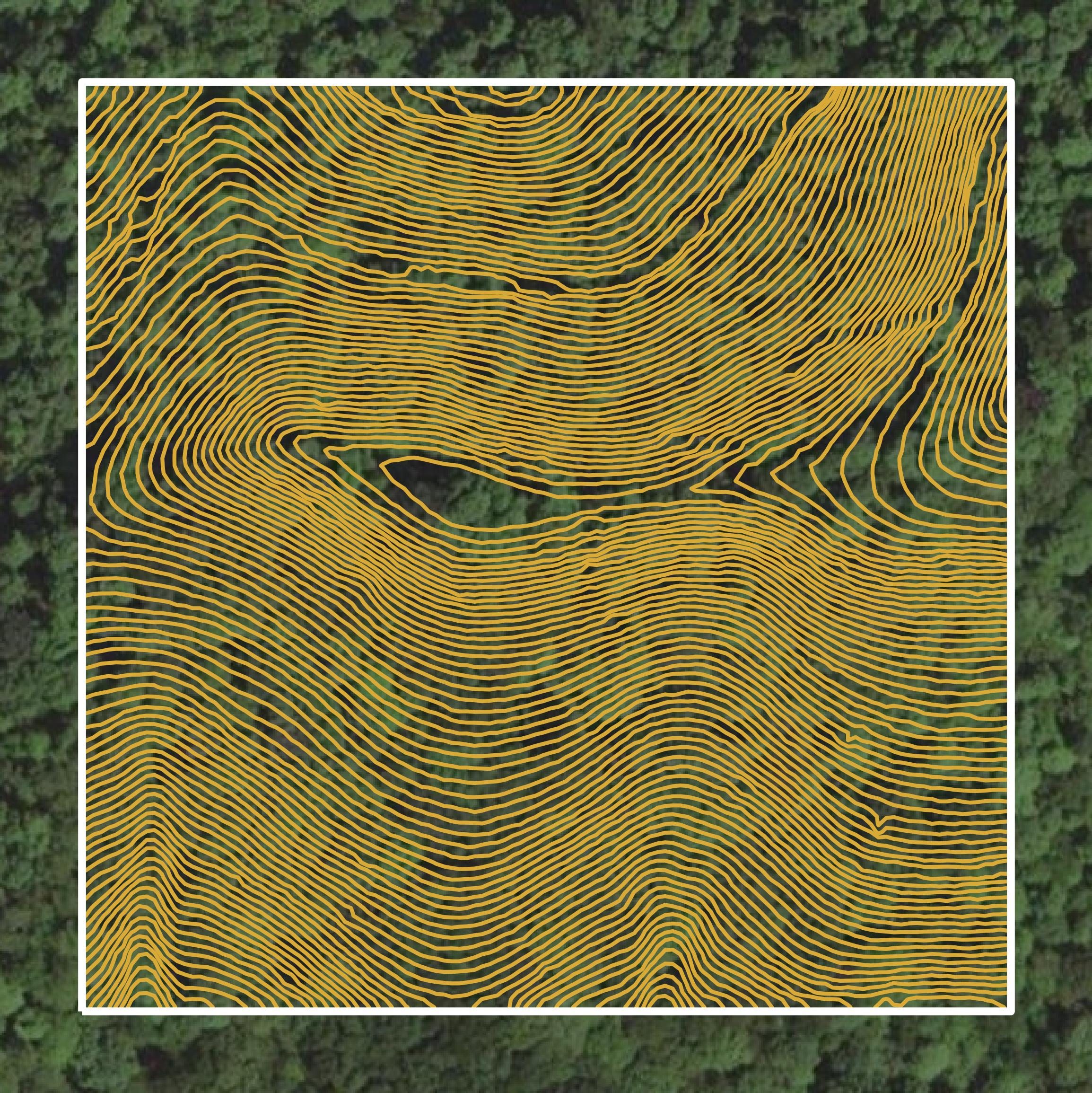 This image shows a contour map in Fayette County created using GIS data in Equator.