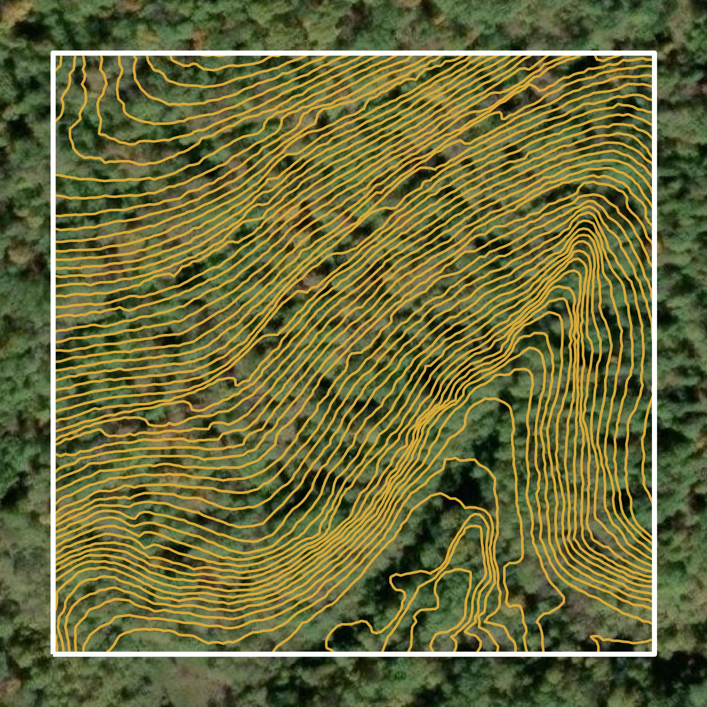 This image shows a contour map in Fayette County created using GIS data in Equator.