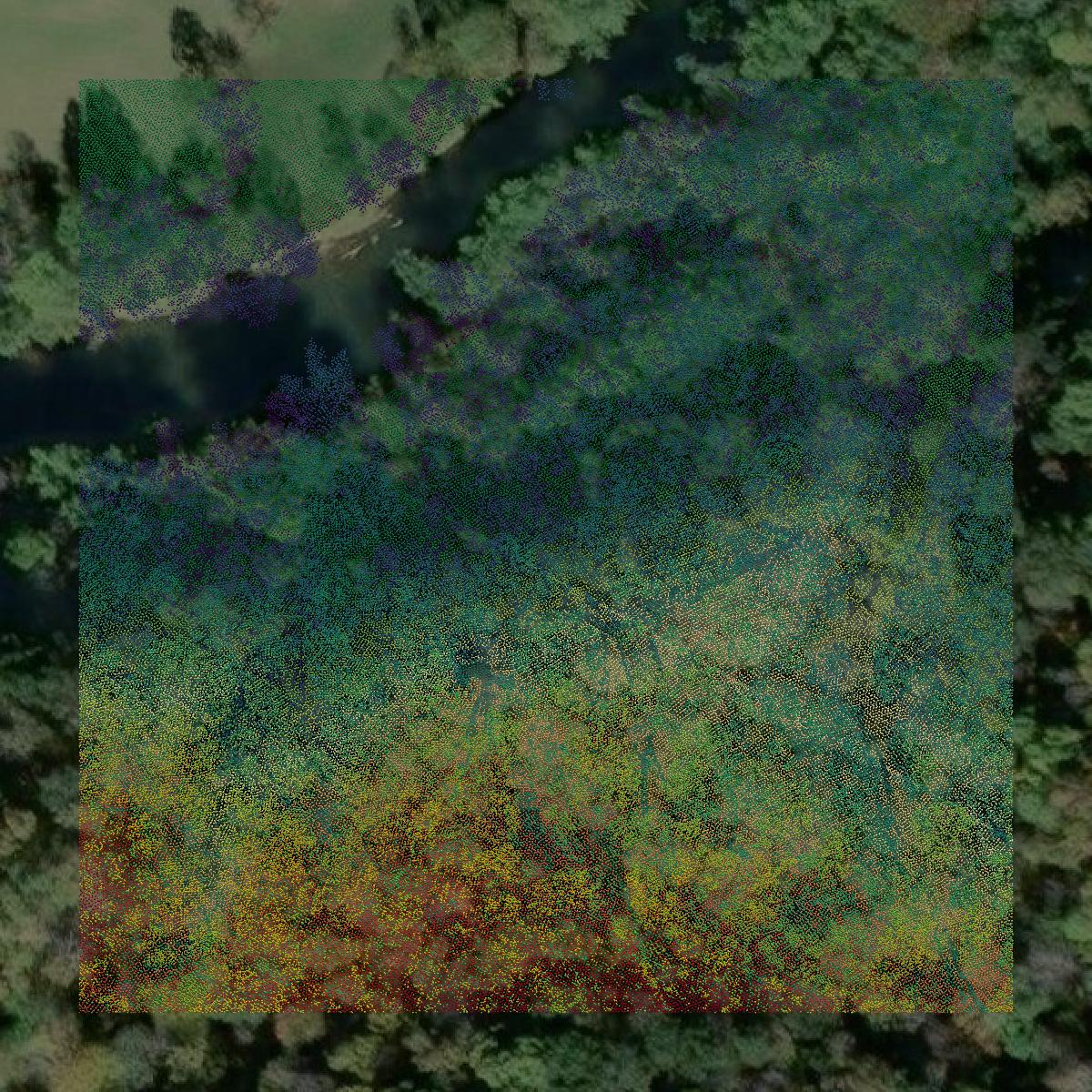 This image shows a LiDAR point cloud in Gilmer County created using GIS data in Equator.