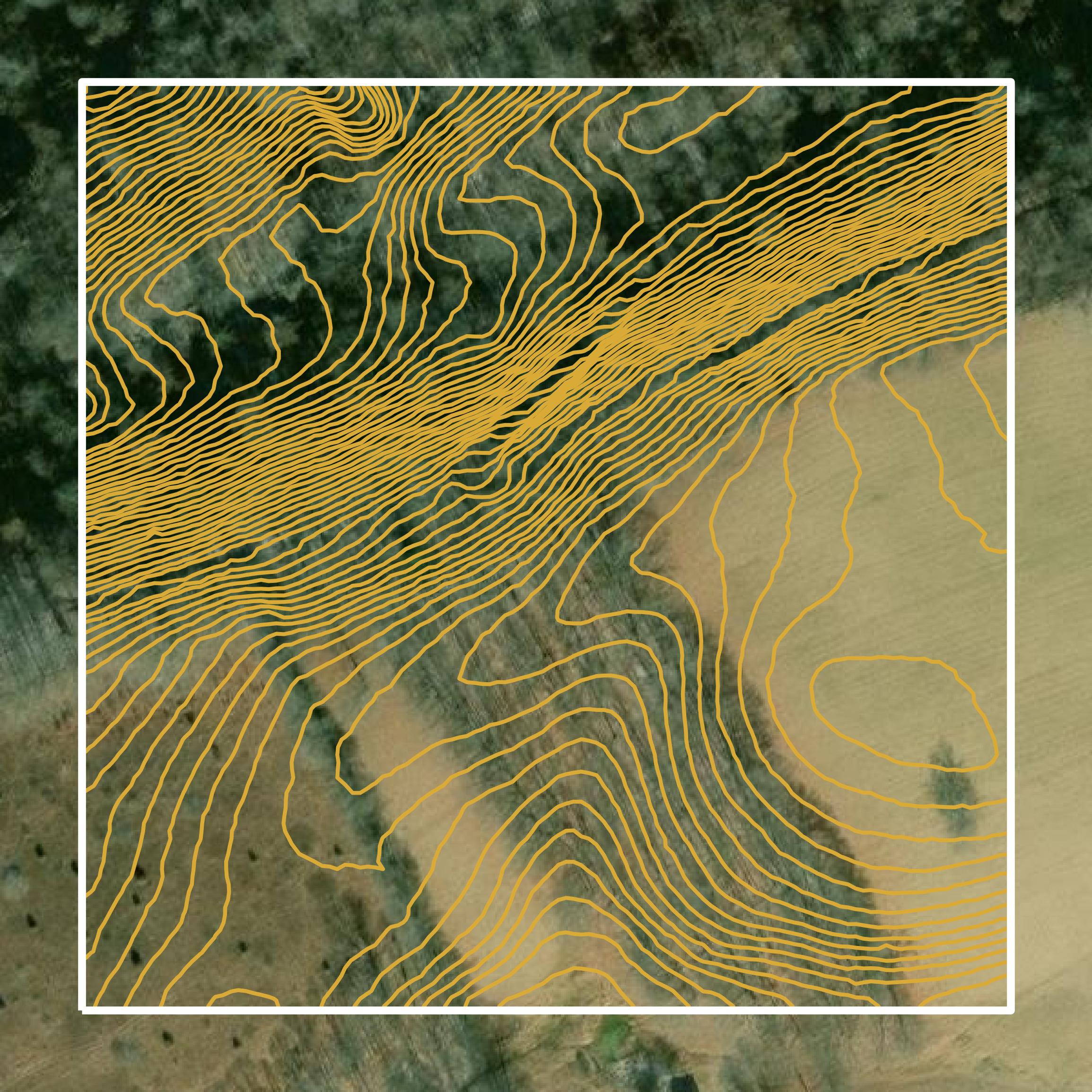 This image shows a contour map in Greenbrier County created using GIS data in Equator.
