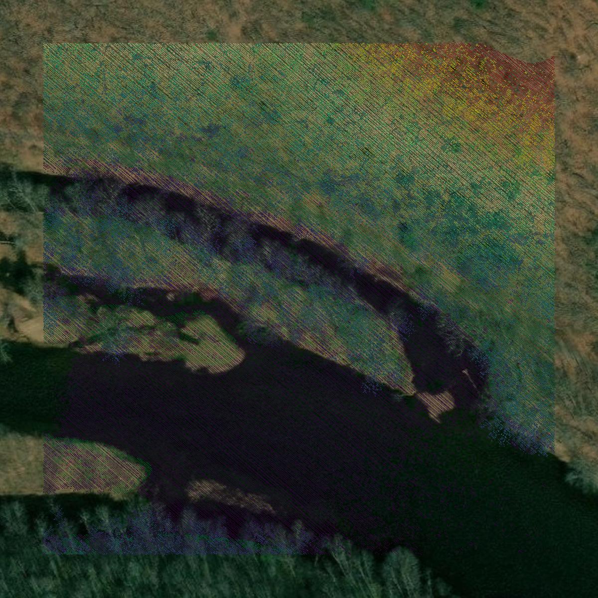 This image shows a LiDAR point cloud in Greenbrier County created using GIS data in Equator.