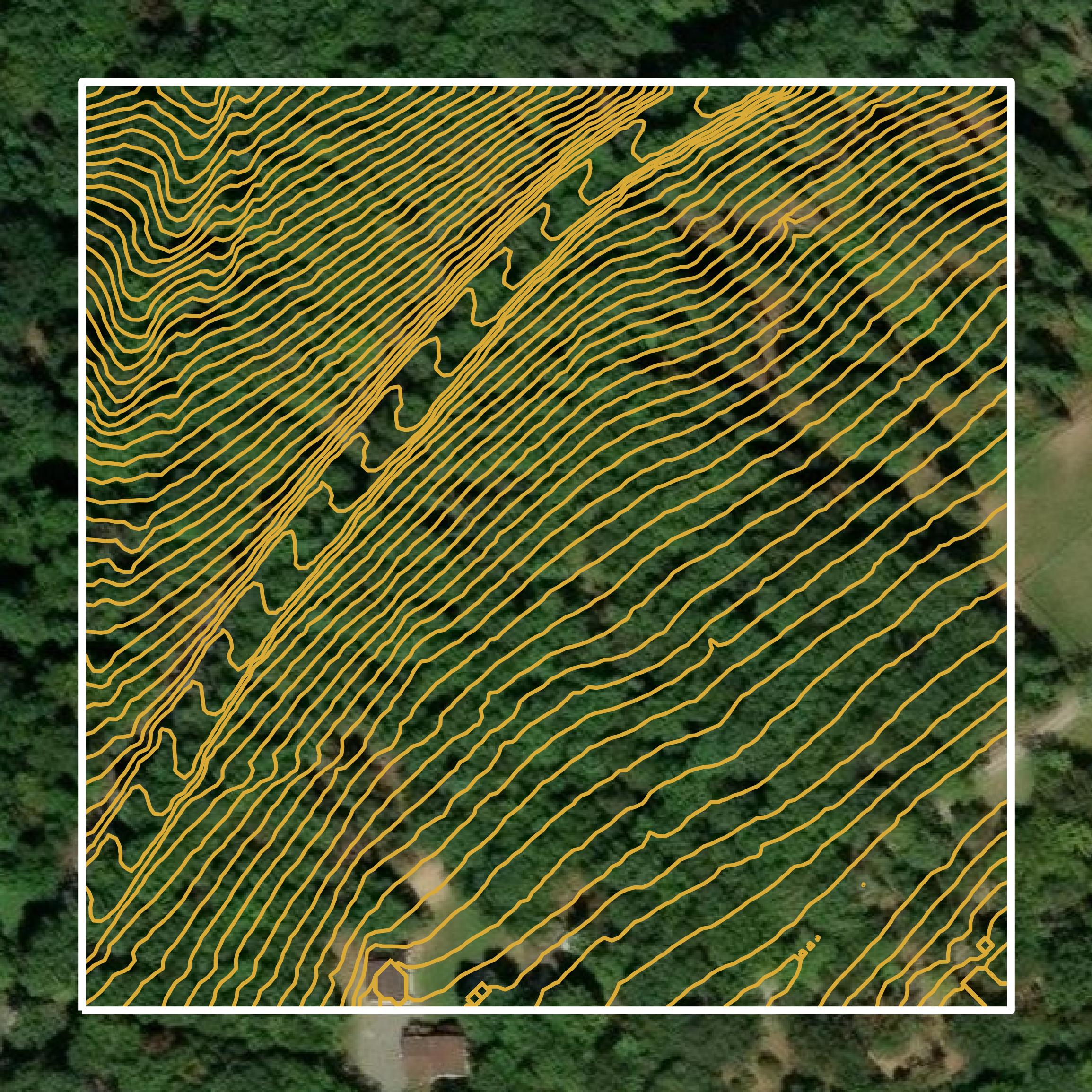 This image shows a contour map in Hampshire County created using GIS data in Equator.