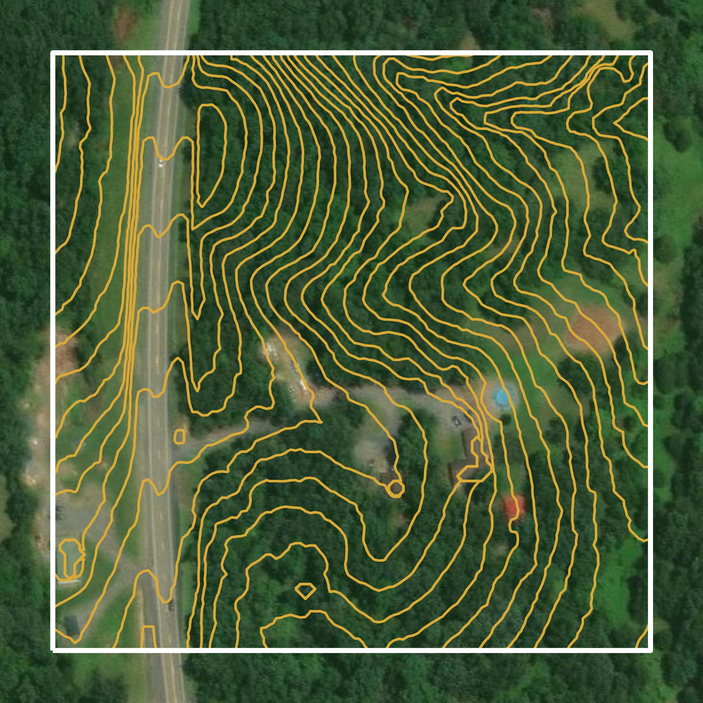 This image shows a contour map in Hardy County created using GIS data in Equator.