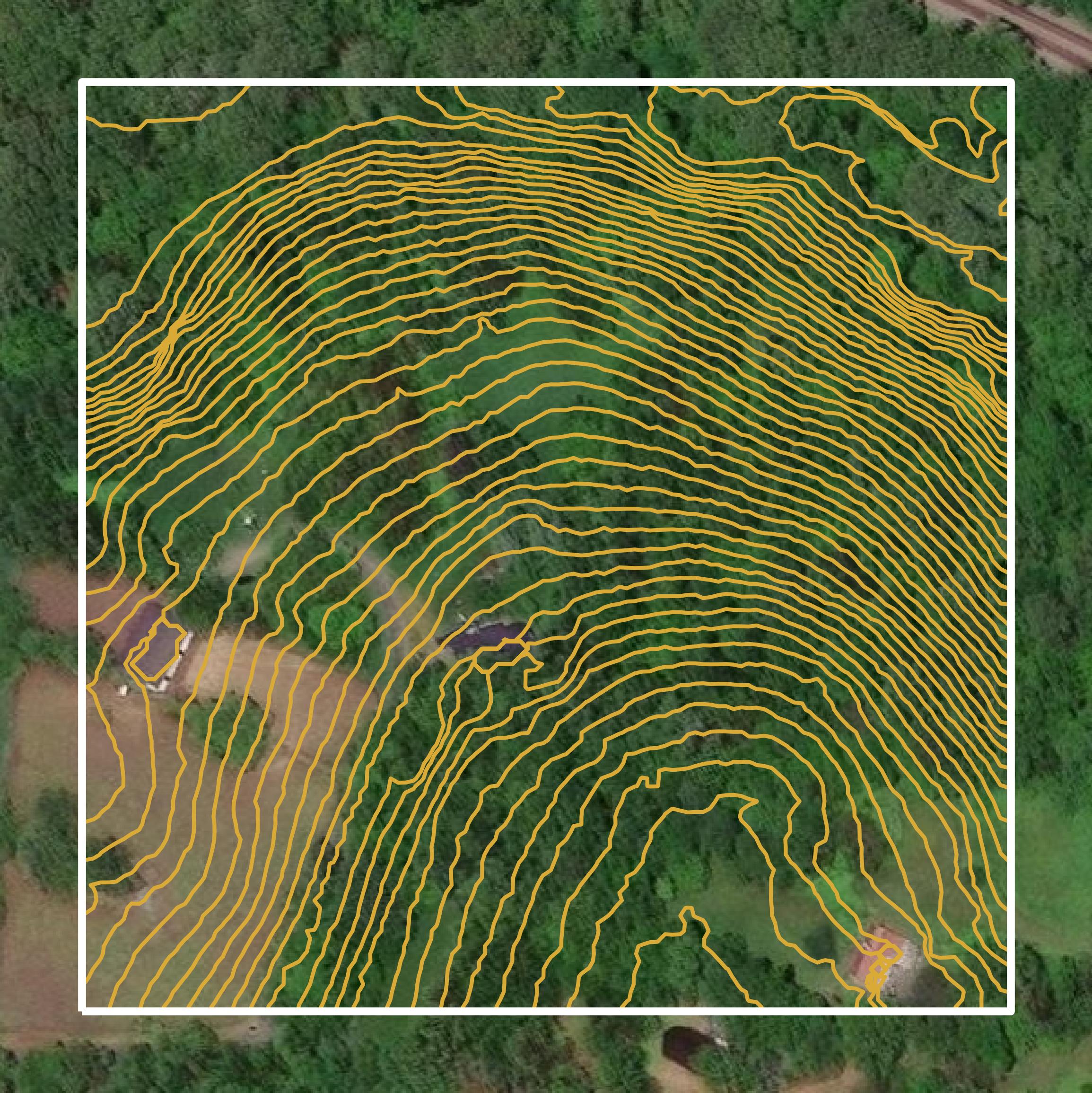 This image shows a contour map in Jefferson County created using GIS data in Equator.