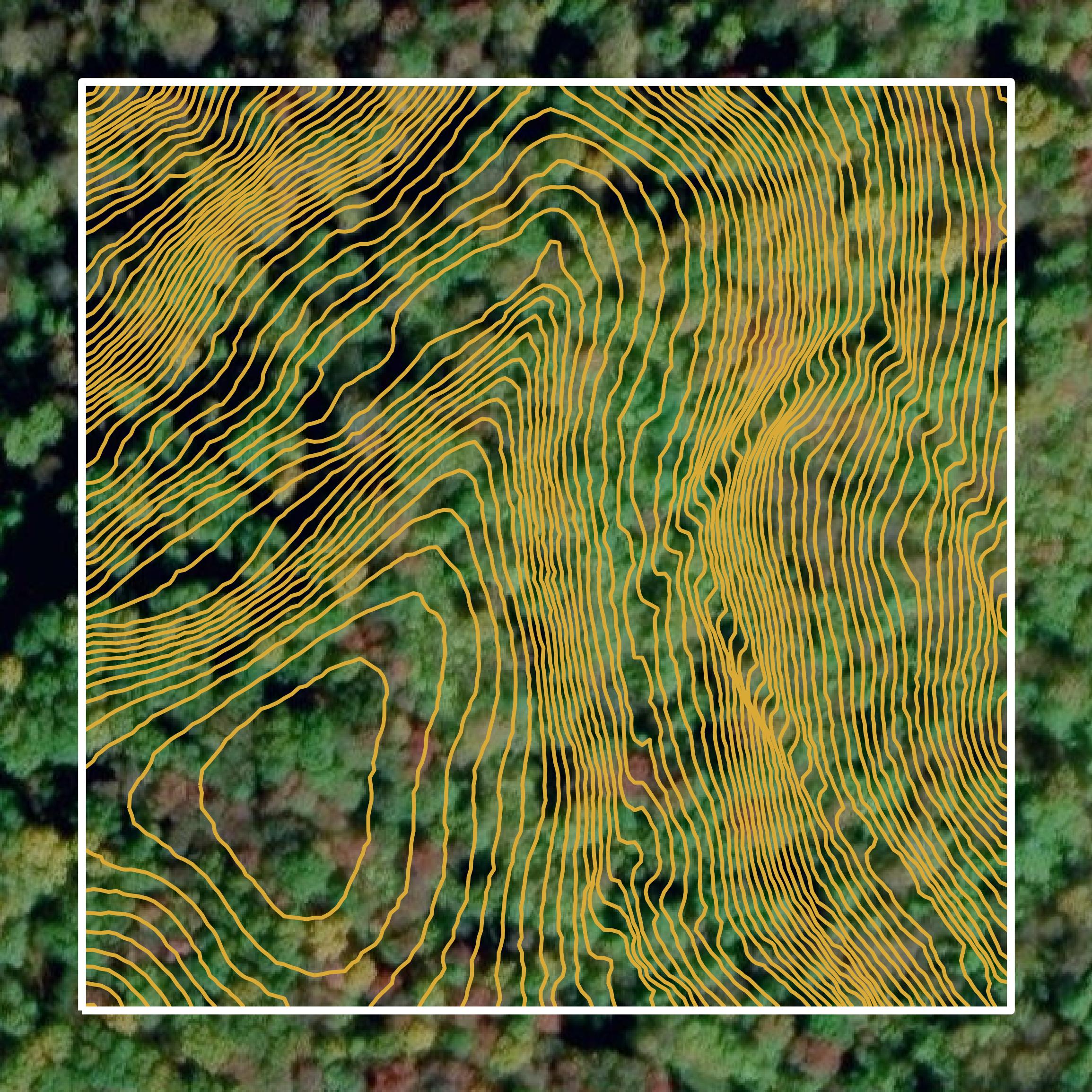 This image shows a contour map in Kanawha County created using GIS data in Equator.
