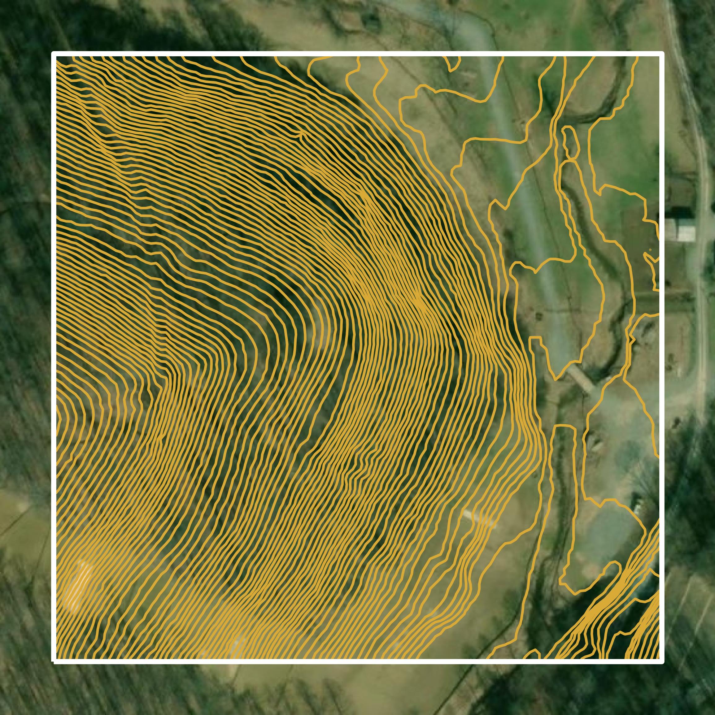 This image shows a contour map in Lewis County created using GIS data in Equator.