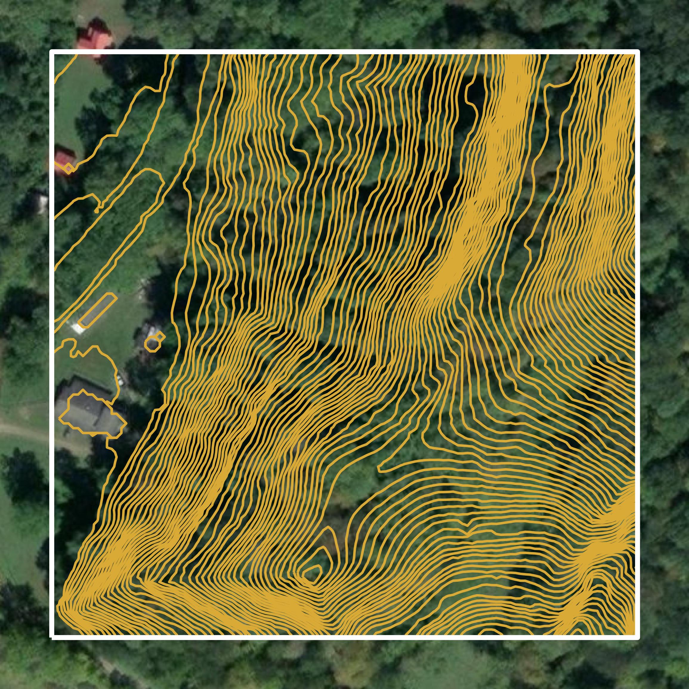 This image shows a contour map in Marshall County created using GIS data in Equator.